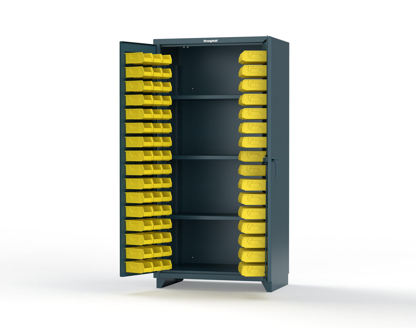 Extra Heavy Duty 14 GA Bin Cabinet with 3 Shelves - 36 In. W x 24 In. D x 75 In. H - 36-BS-243-L-5001
