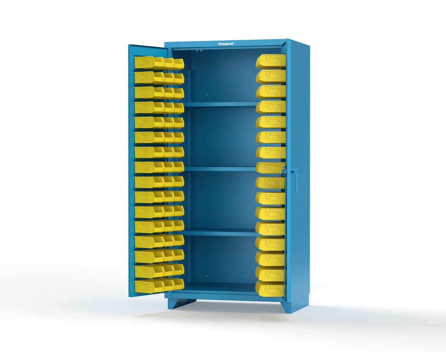 Extra Heavy Duty 14 GA Bin Cabinet with 3 Shelves - 36 In. W x 24 In. D x 75 In. H - 36-BS-243-L-5012
