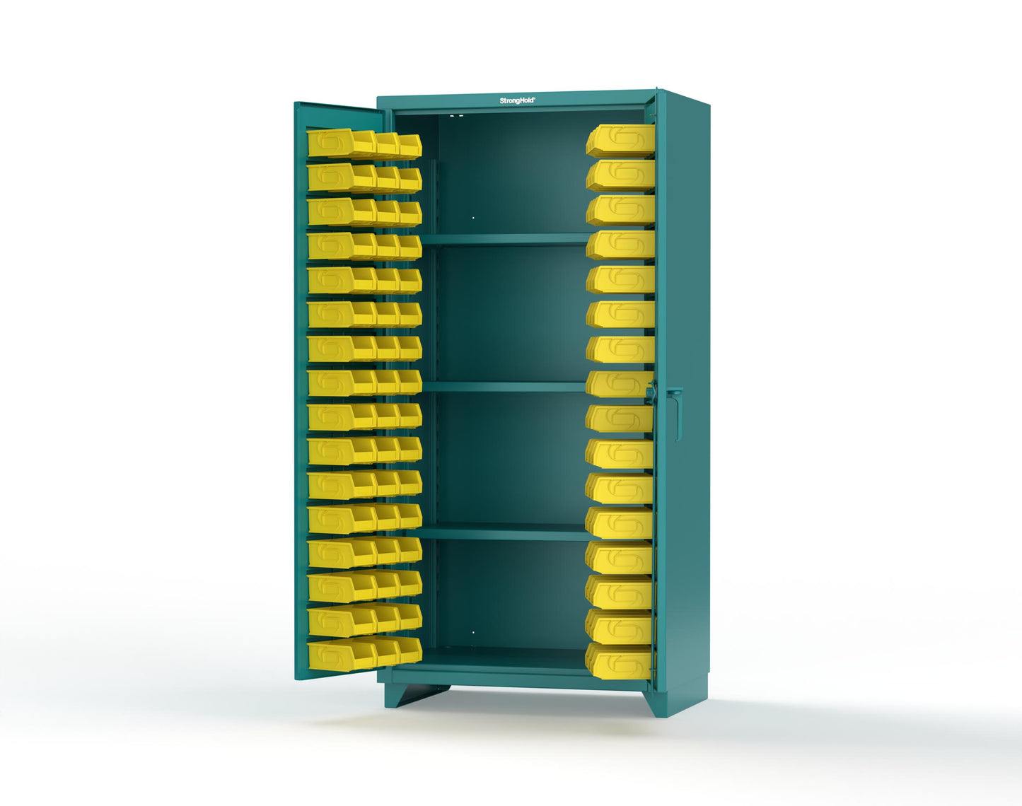 Extra Heavy Duty 14 GA Bin Cabinet with 3 Shelves - 36 In. W x 24 In. D x 75 In. H - 36-BS-243-L-5021
