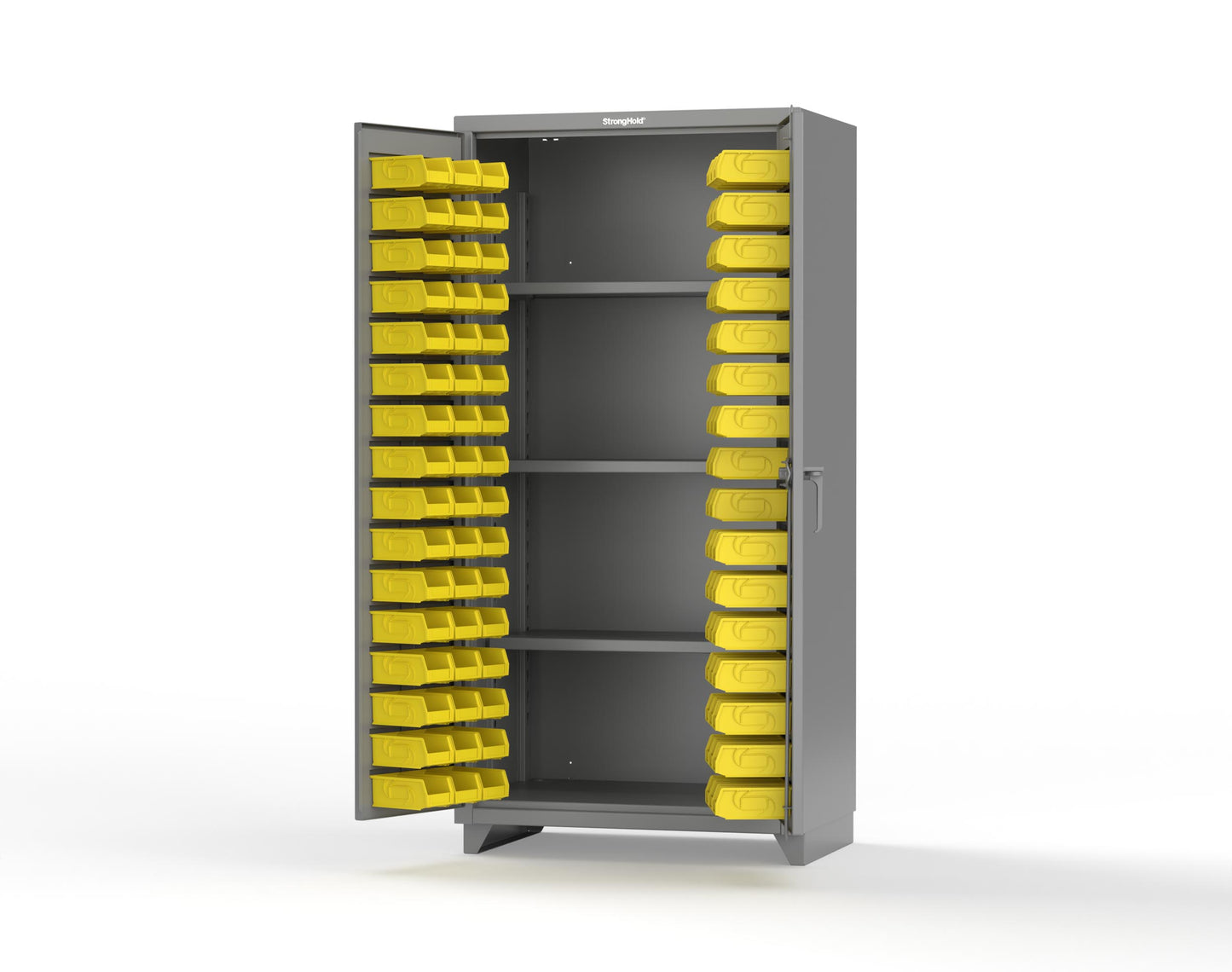 Extra Heavy Duty 14 GA Bin Cabinet with 3 Shelves - 36 In. W x 24 In. D x 75 In. H - 36-BS-243-L-7037