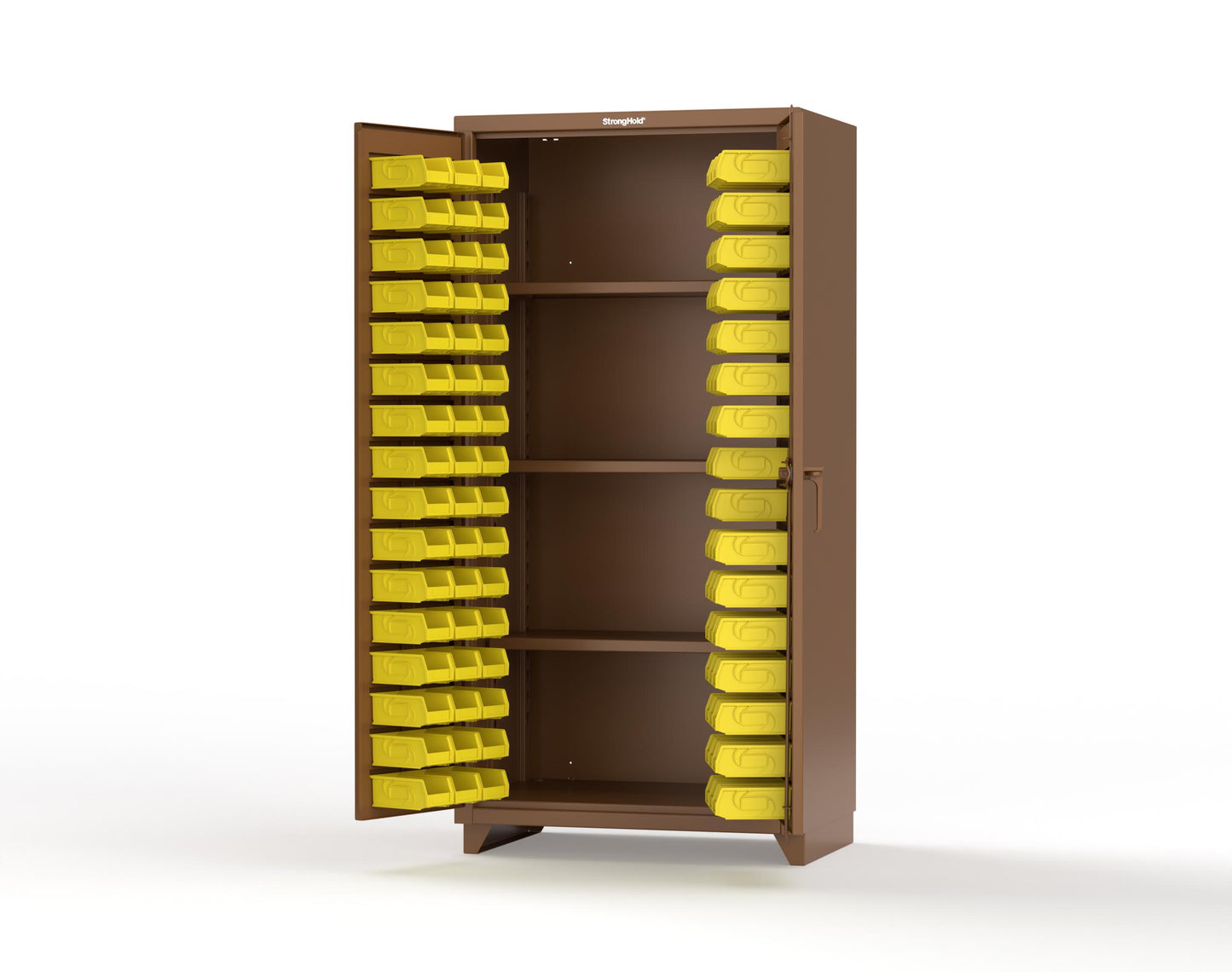 Extra Heavy Duty 14 GA Bin Cabinet with 3 Shelves - 36 In. W x 24 In. D x 75 In. H - 36-BS-243-L-8008