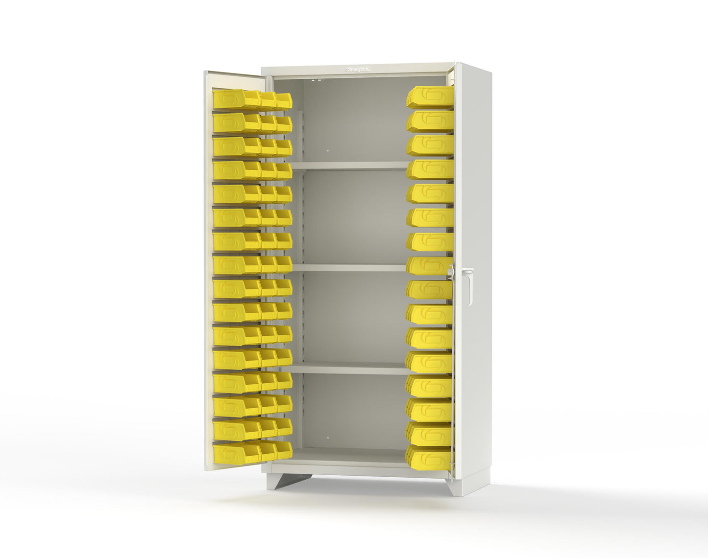 Extra Heavy Duty 14 GA Bin Cabinet with 3 Shelves - 36 In. W x 24 In. D x 75 In. H - 36-BS-243-L-9003