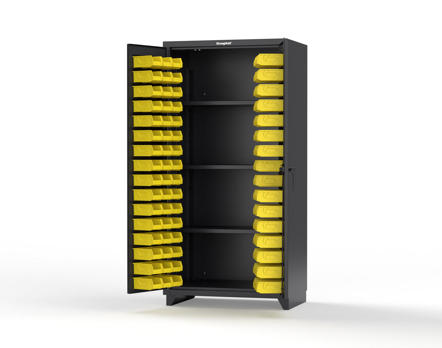 Extra Heavy Duty 14 GA Bin Cabinet with 3 Shelves - 36 In. W x 24 In. D x 75 In. H - 36-BS-243-L-9005