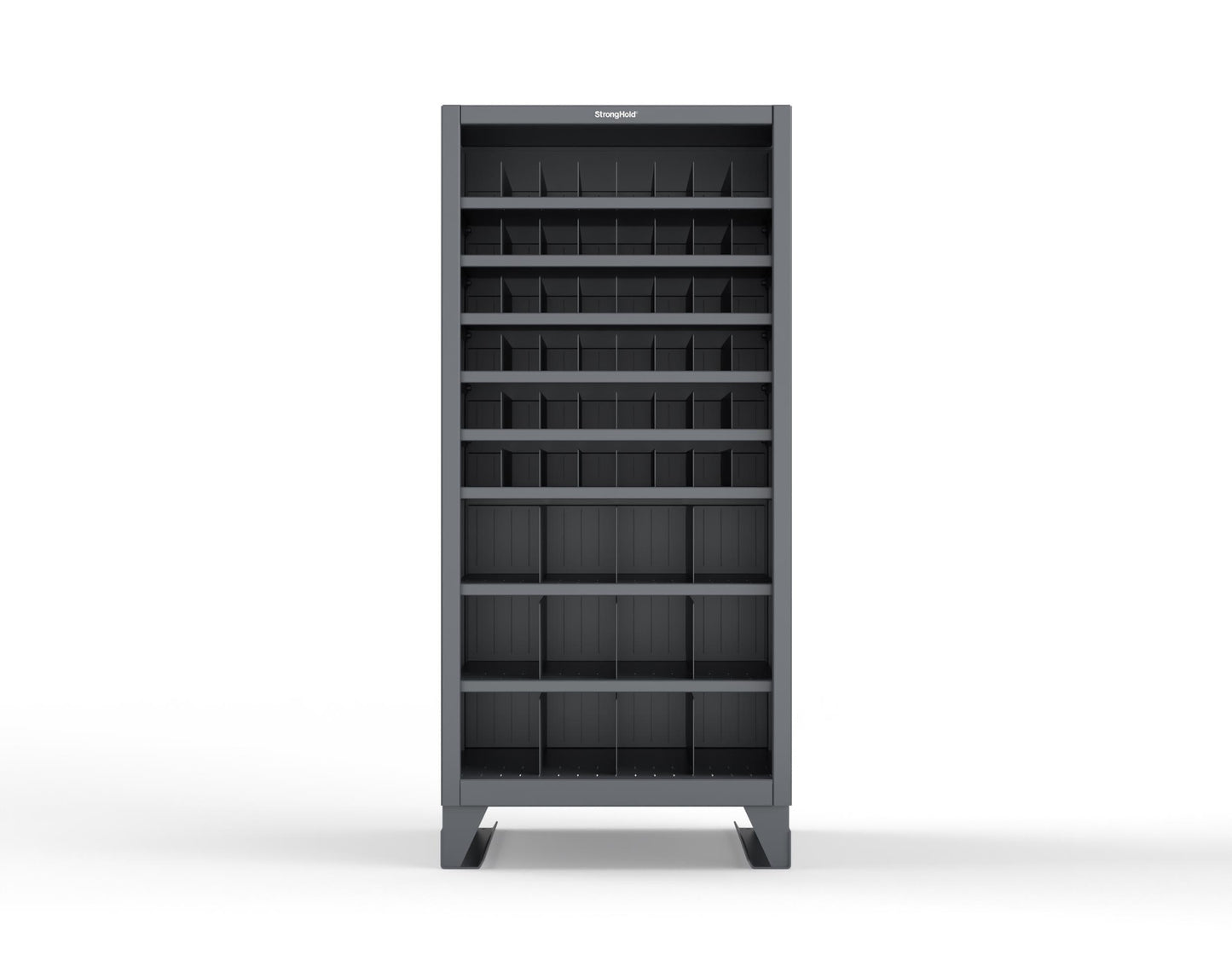 Extreme Duty 12 GA Metal Bin Storage Shelving Unit with 51 Adjustable Dividers - 36 In. W x 36 In. D x 78 In. H - 36-CSU-368PH-51VD-SB-7024