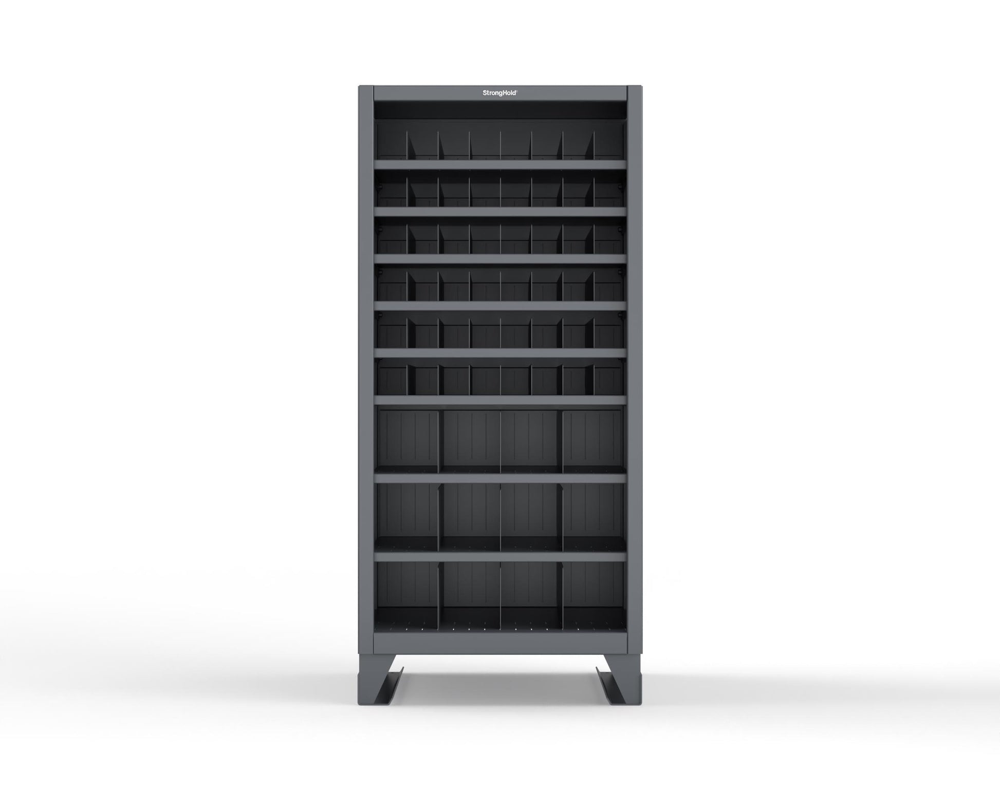 Extreme Duty 12 GA Metal Bin Storage Shelving Unit with 51 Adjustable Dividers - 36 In. W x 36 In. D x 78 In. H - 36-CSU-368PH-51VD-SB-7024