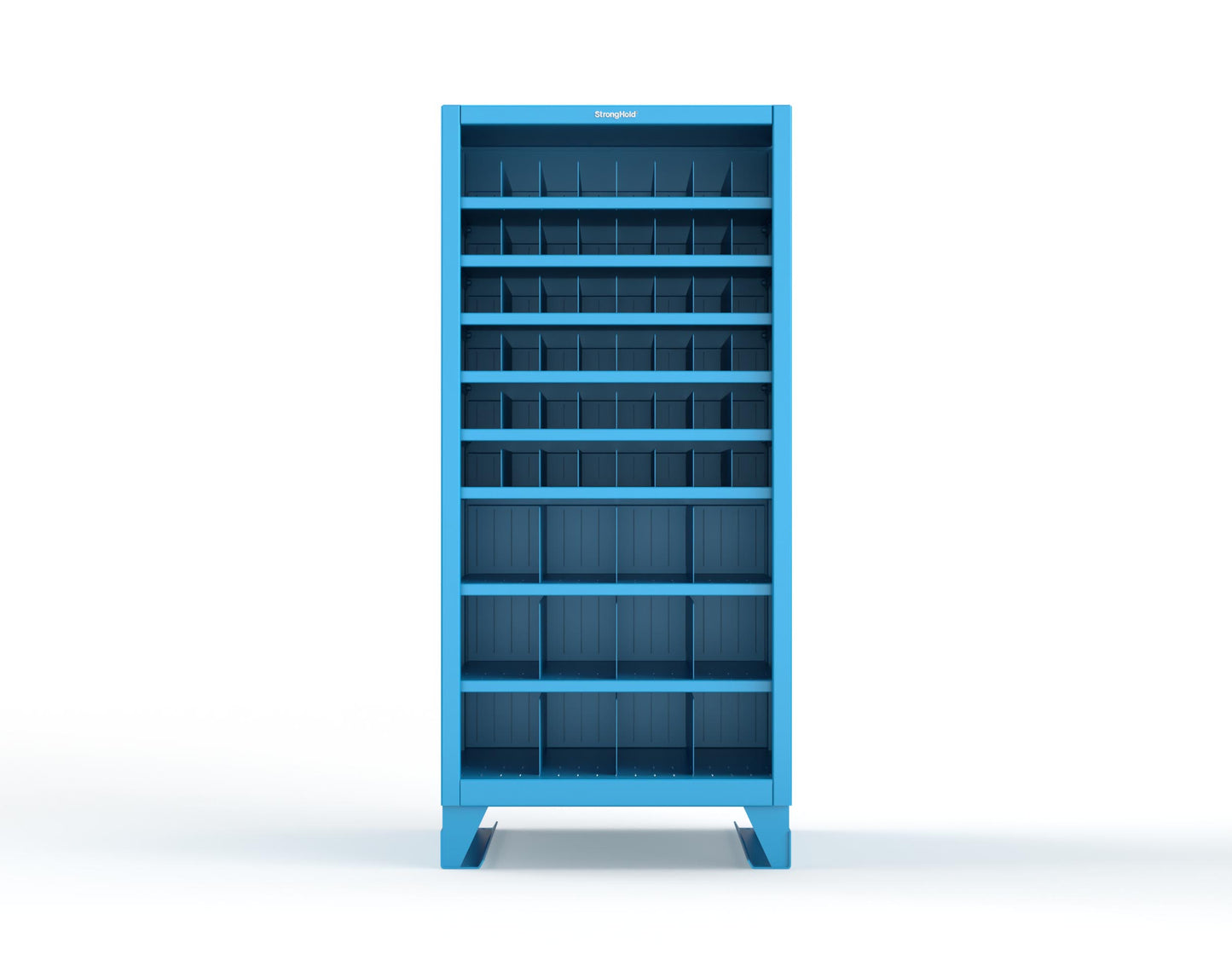 Extreme Duty 12 GA Metal Bin Storage Shelving Unit with 51 Adjustable Dividers - 36 In. W x 36 In. D x 78 In. H - 36-CSU-368PH-51VD-SB-5012