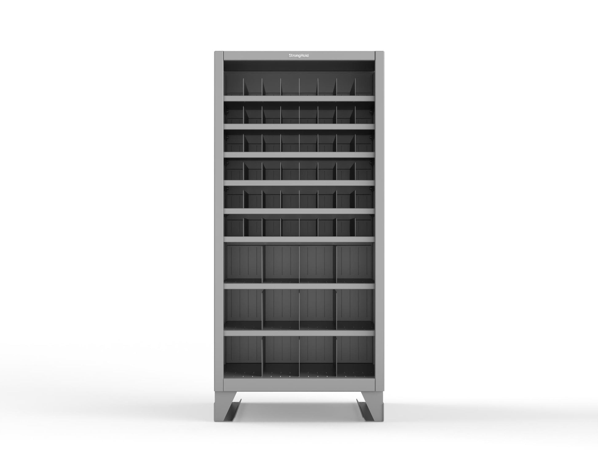 Extreme Duty 12 GA Metal Bin Storage Shelving Unit with 51 Adjustable Dividers - 36 In. W x 36 In. D x 78 In. H - 36-CSU-368PH-51VD-SB-7037