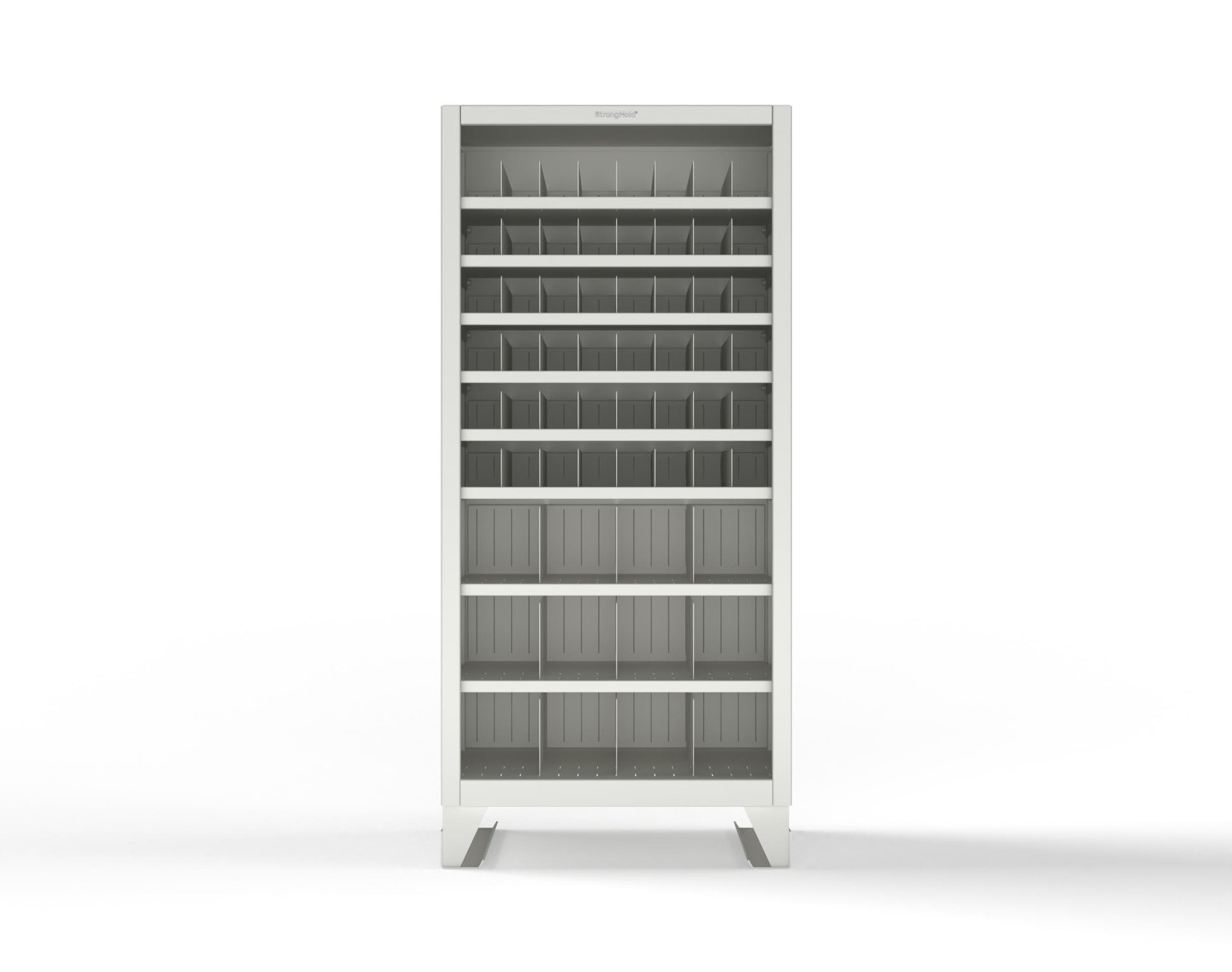 Extreme Duty 12 GA Metal Bin Storage Shelving Unit with 51 Adjustable Dividers - 36 In. W x 36 In. D x 78 In. H - 36-CSU-368PH-51VD-SB-9003