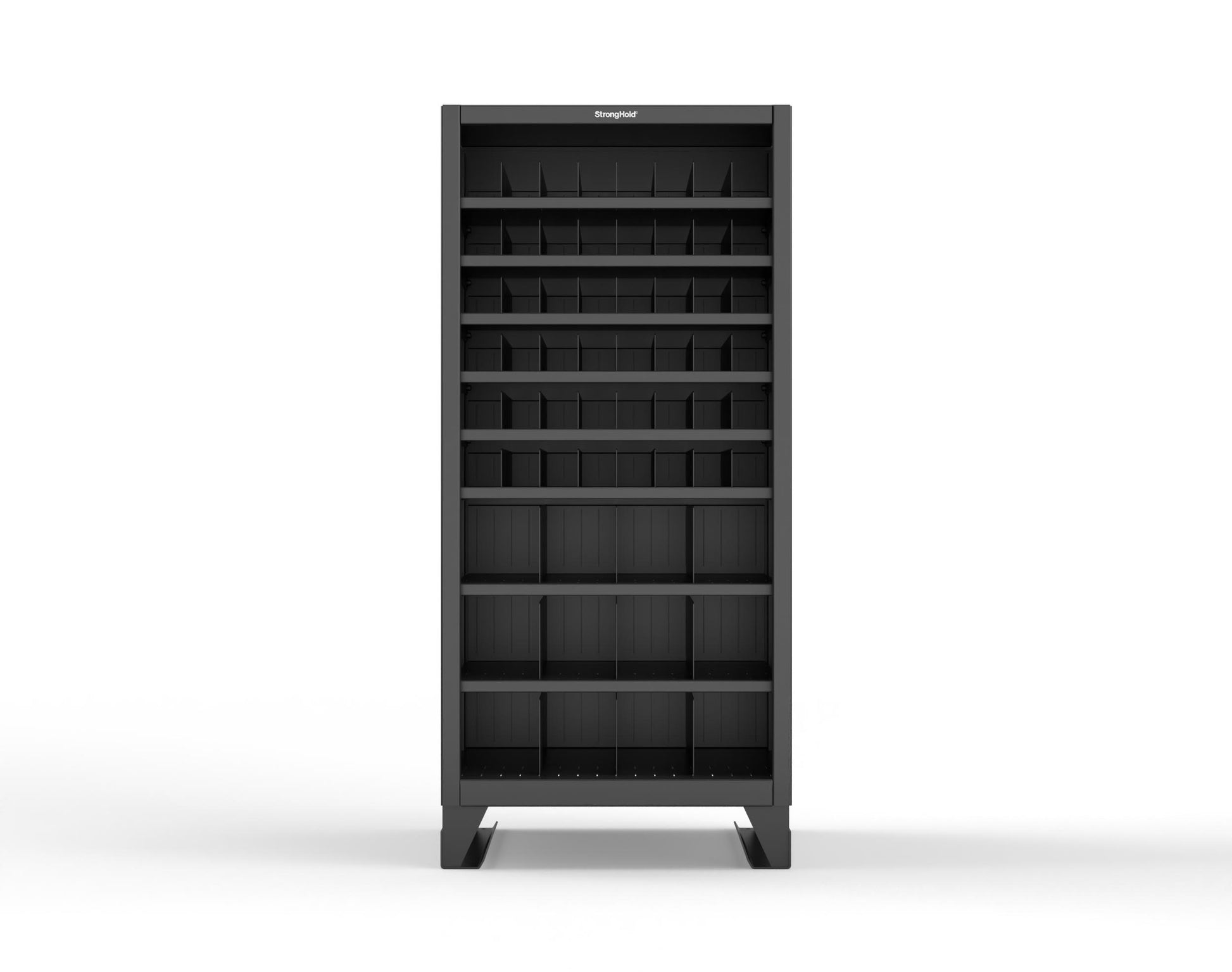 Extreme Duty 12 GA Metal Bin Storage Shelving Unit with 51 Adjustable Dividers - 36 In. W x 36 In. D x 78 In. H - 36-CSU-368PH-51VD-SB-9005