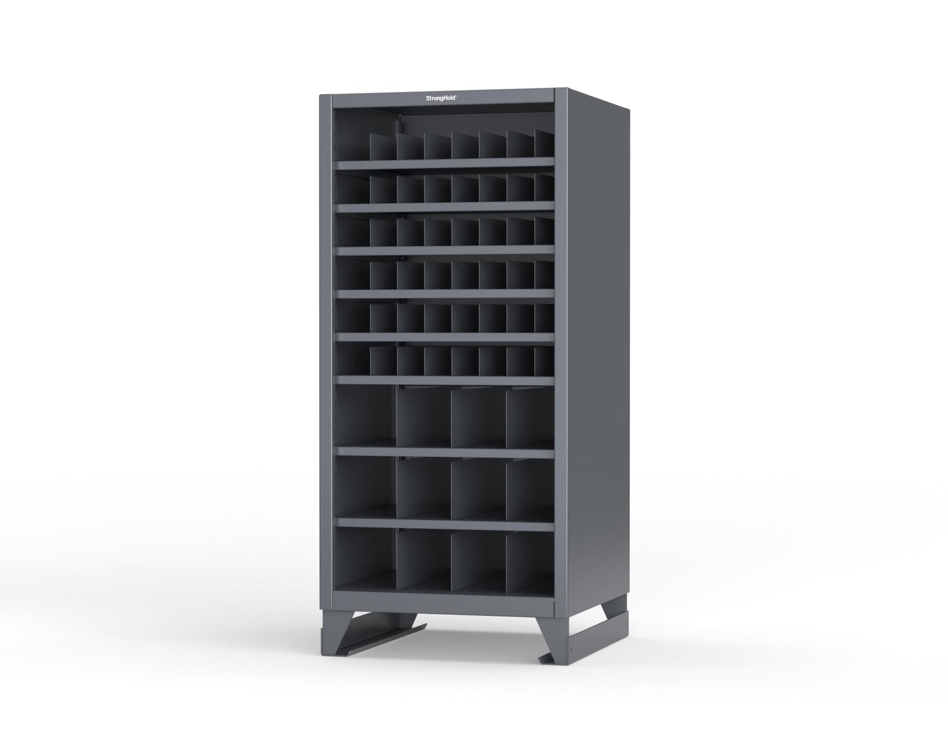 Extreme Duty 12 GA Metal Bin Storage Shelving Unit with 51 Adjustable Dividers - 36 In. W x 36 In. D x 78 In. H - 36-CSU-368PH-51VD-SB-7024