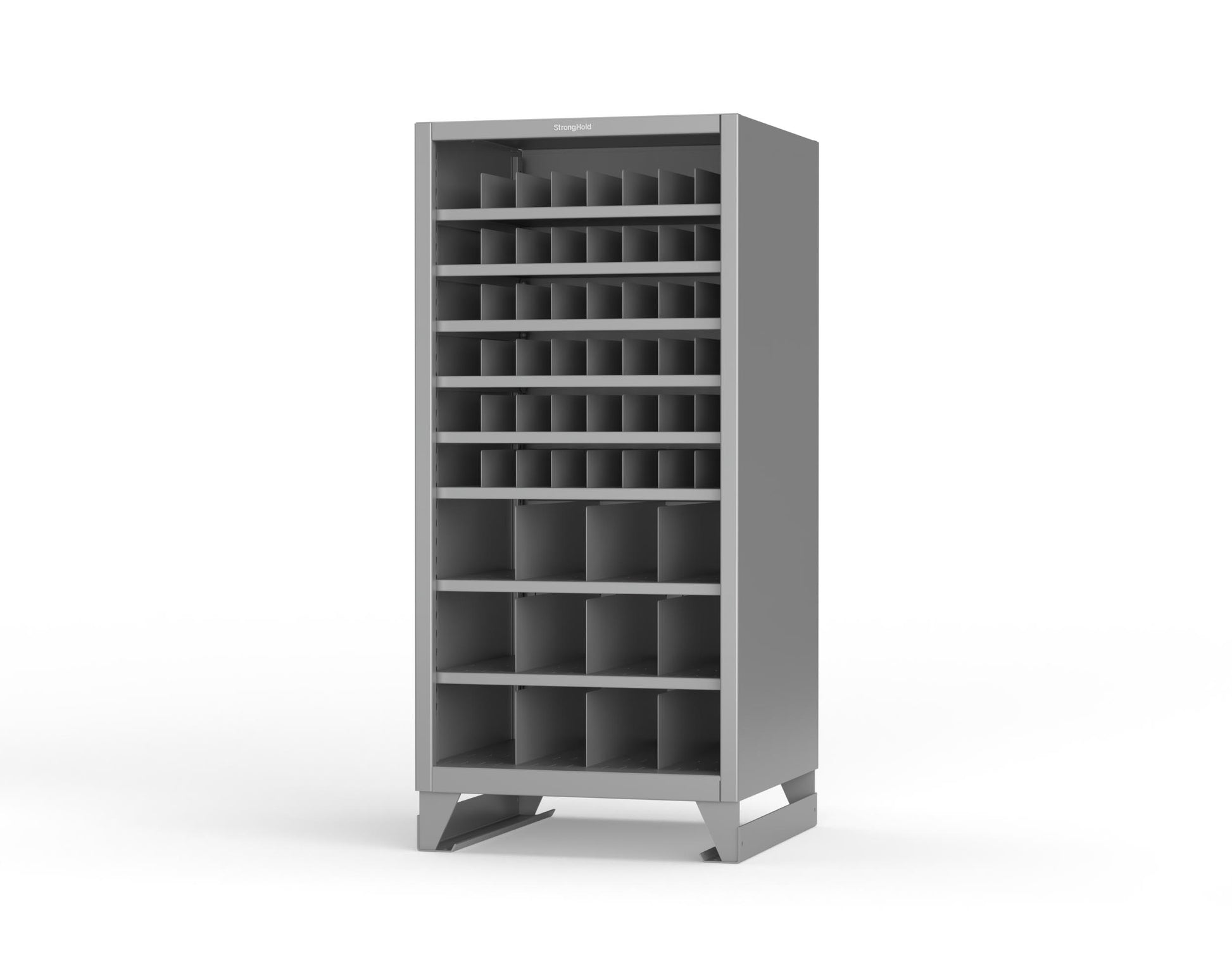 Extreme Duty 12 GA Metal Bin Storage Shelving Unit with 51 Adjustable Dividers - 36 In. W x 36 In. D x 78 In. H - 36-CSU-368PH-51VD-SB-7037