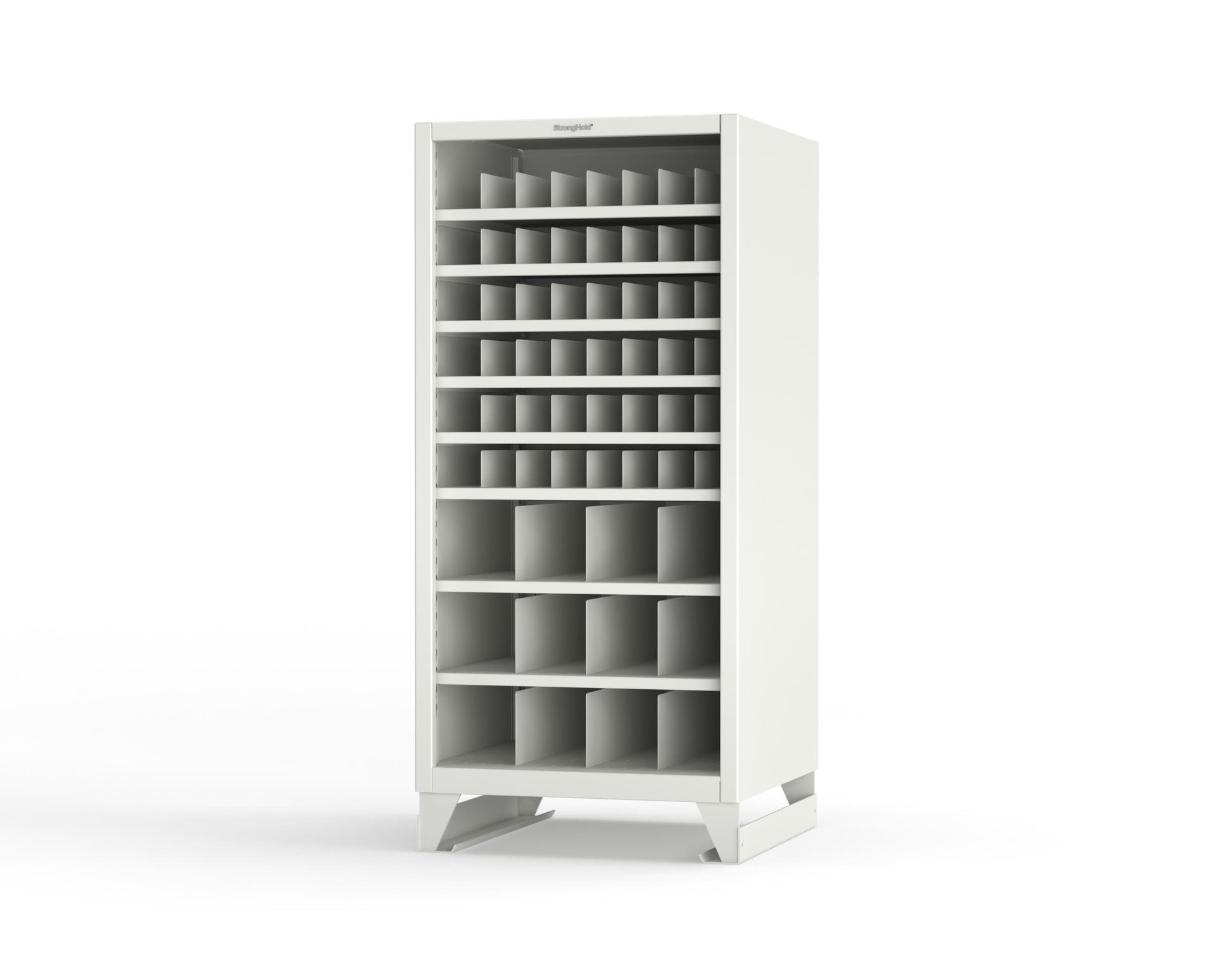 Extreme Duty 12 GA Metal Bin Storage Shelving Unit with 51 Adjustable Dividers - 36 In. W x 36 In. D x 78 In. H - 36-CSU-368PH-51VD-SB-9003