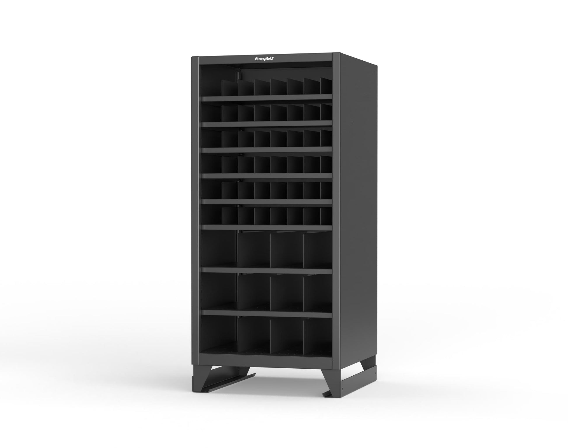 Extreme Duty 12 GA Metal Bin Storage Shelving Unit with 51 Adjustable Dividers - 36 In. W x 36 In. D x 78 In. H - 36-CSU-368PH-51VD-SB-9005