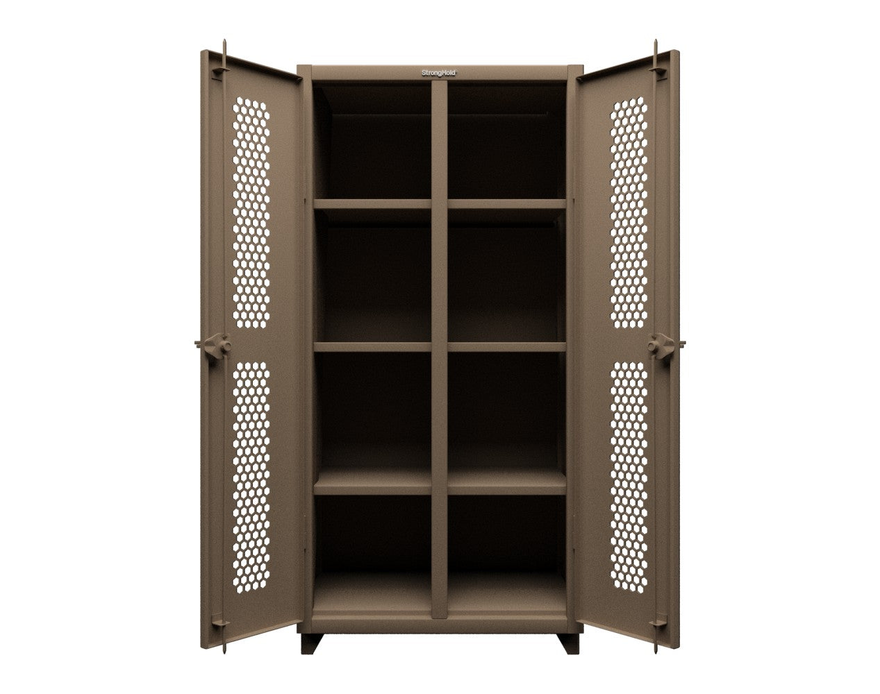 Extra Heavy Duty 14 GA Double Shift Ventilated (Hex) Cabinet with 6 Shelves - 36 In. W x 24 In. D x 75 In. H