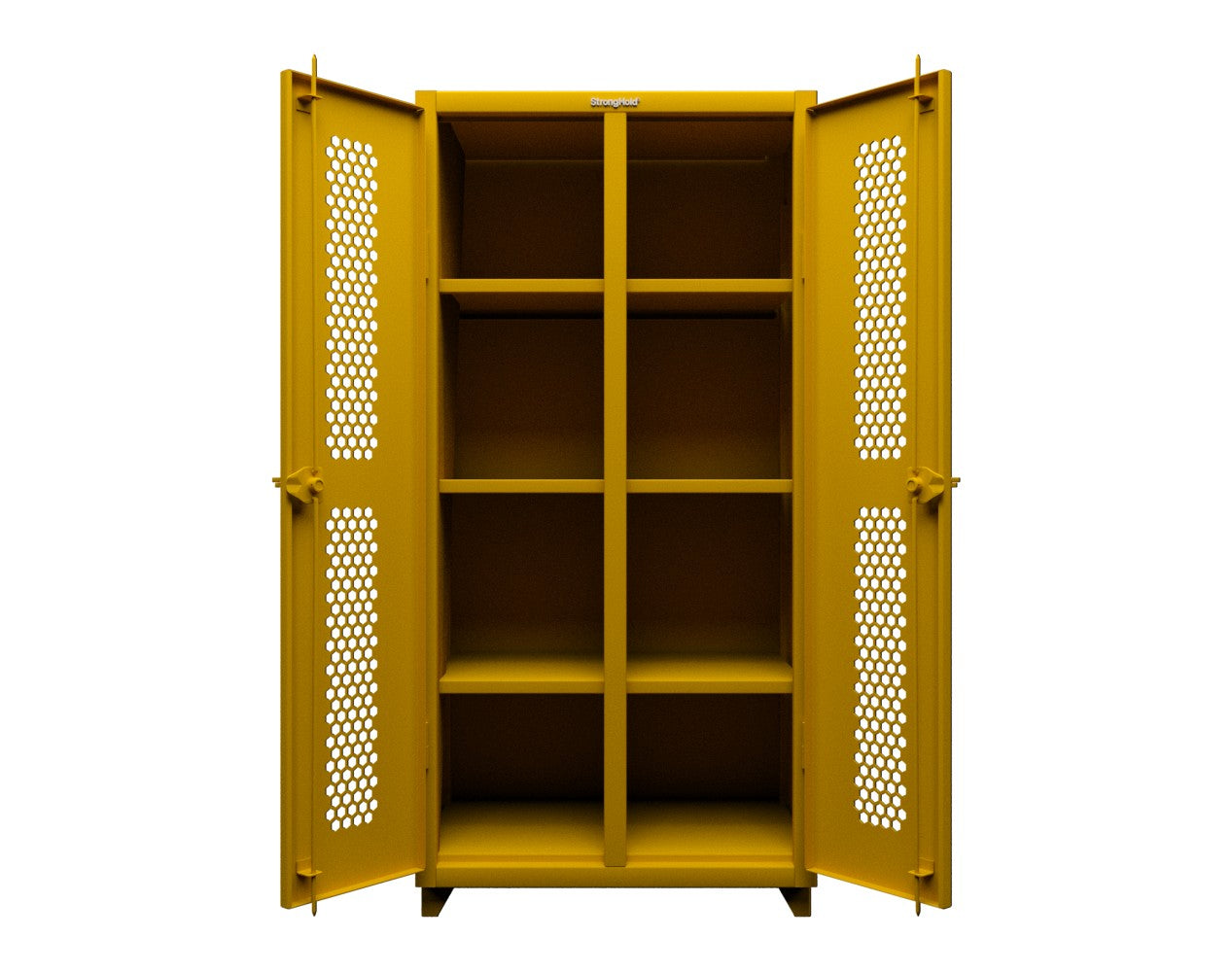 Extra Heavy Duty 14 GA Double Shift Ventilated (Hex) Cabinet with 6 Shelves - 36 In. W x 24 In. D x 75 In. H