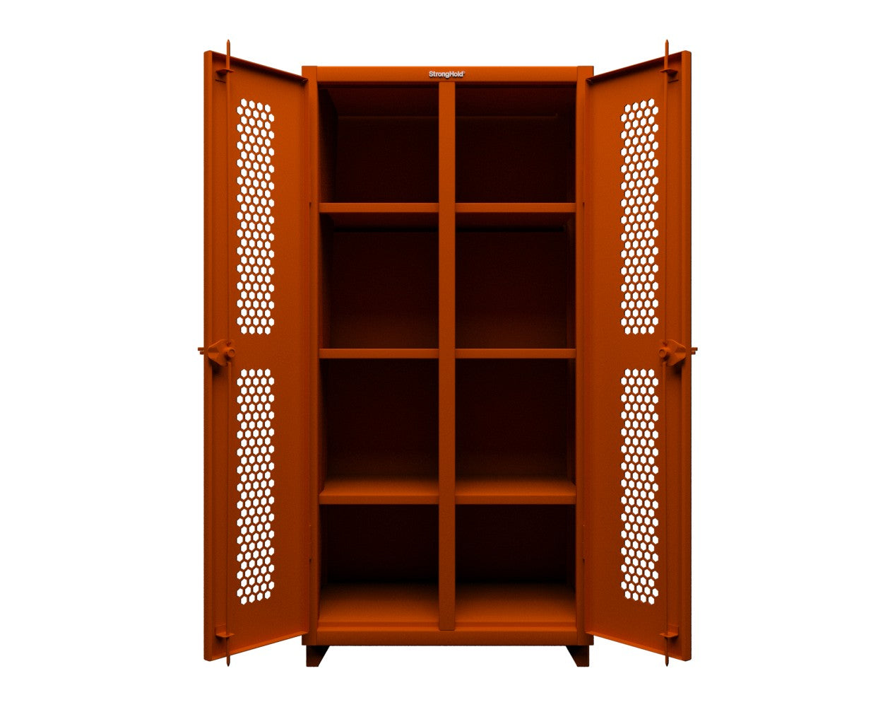 Extra Heavy Duty 14 GA Double Shift Ventilated (Hex) Cabinet with 6 Shelves - 36 In. W x 24 In. D x 75 In. H