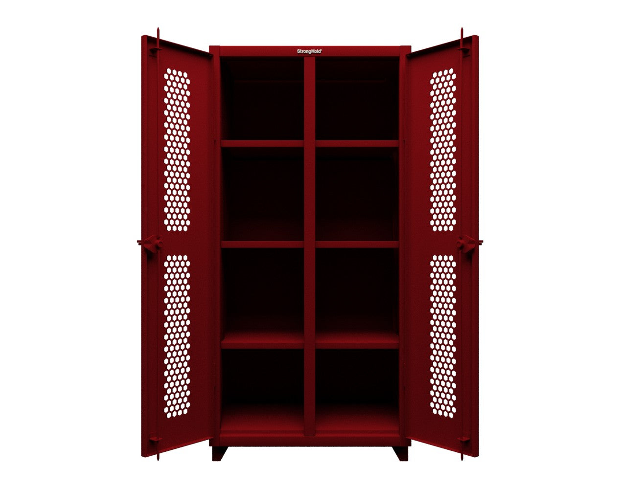 Extra Heavy Duty 14 GA Double Shift Ventilated (Hex) Cabinet with 6 Shelves - 36 In. W x 24 In. D x 75 In. H