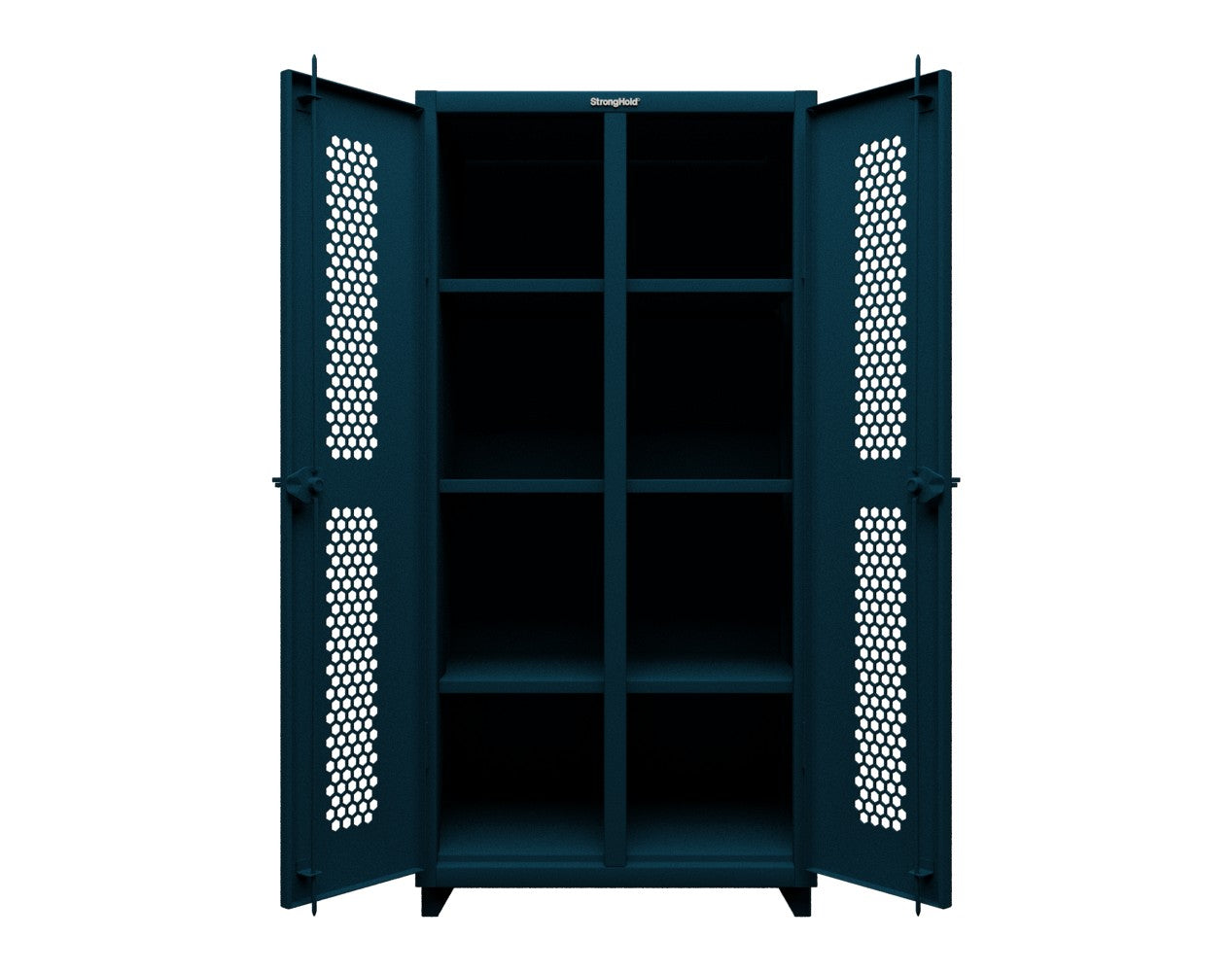 Extra Heavy Duty 14 GA Double Shift Ventilated (Hex) Cabinet with 6 Shelves - 36 In. W x 24 In. D x 75 In. H