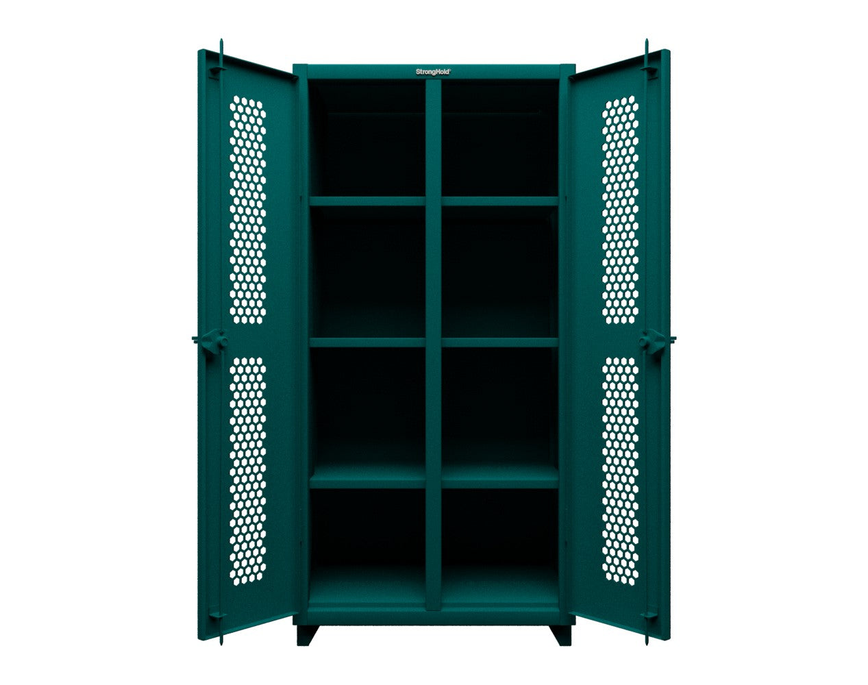 Extra Heavy Duty 14 GA Double Shift Ventilated (Hex) Cabinet with 6 Shelves - 36 In. W x 24 In. D x 75 In. H