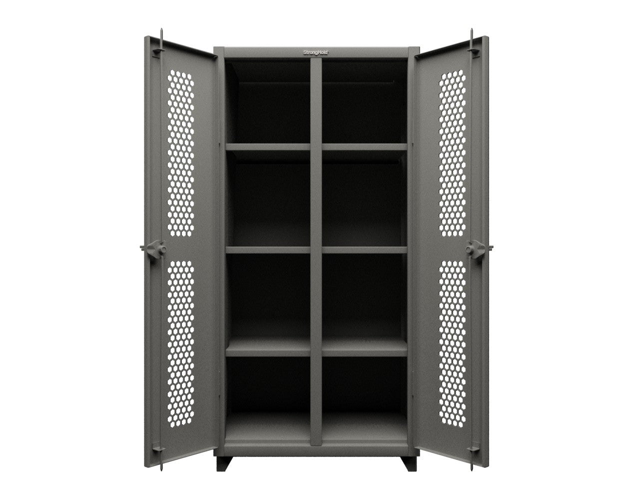 Extra Heavy Duty 14 GA Double Shift Ventilated (Hex) Cabinet with 6 Shelves - 36 In. W x 24 In. D x 75 In. H