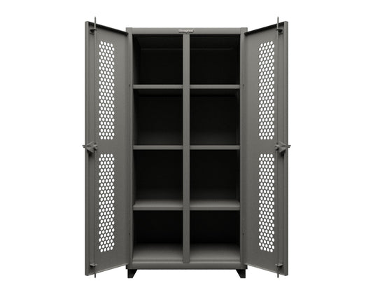 Extra Heavy Duty 14 GA Double Shift Ventilated (Hex) Cabinet with 6 Shelves - 36 In. W x 24 In. D x 75 In. H