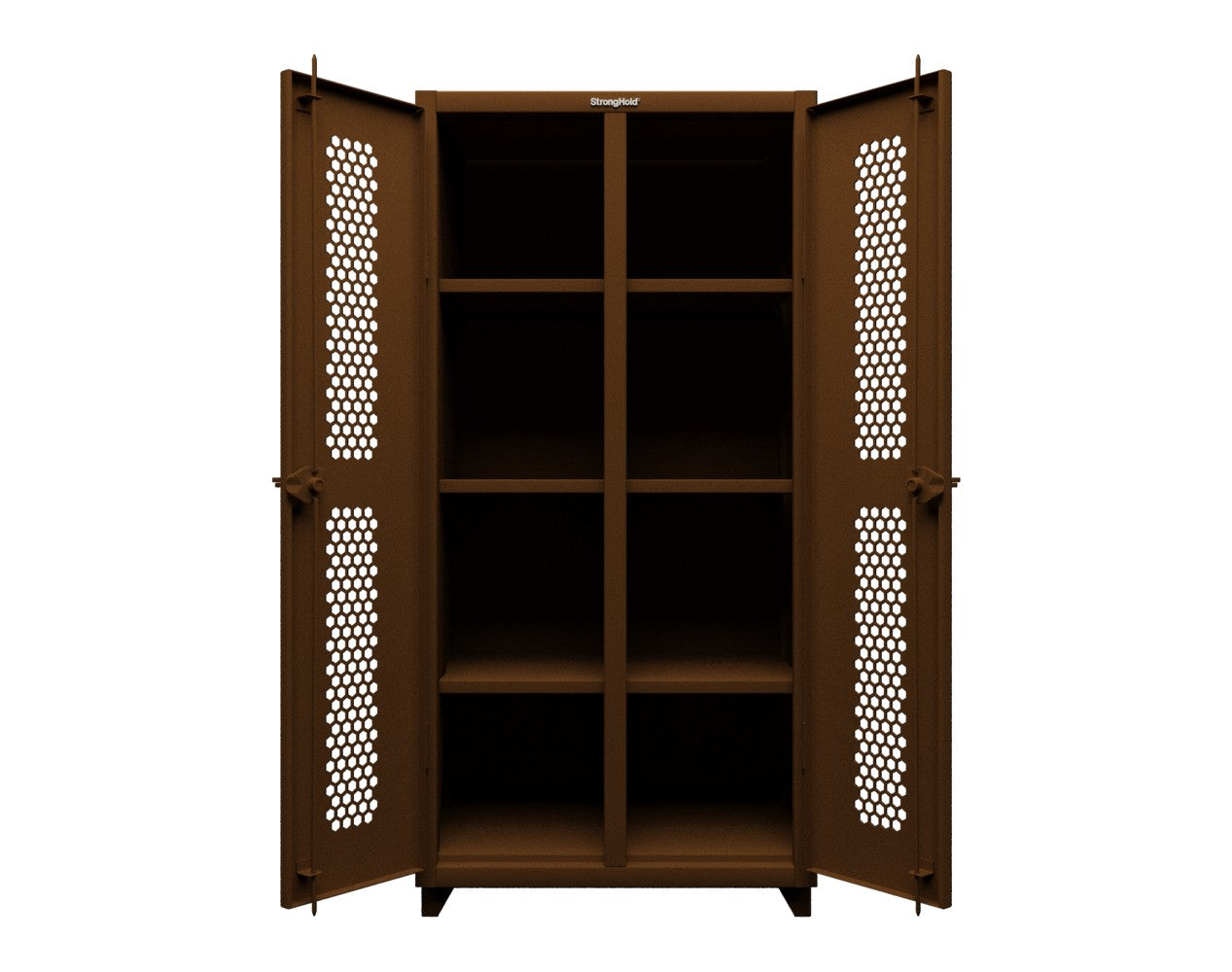 Extra Heavy Duty 14 GA Double Shift Ventilated (Hex) Cabinet with 6 Shelves - 36 In. W x 24 In. D x 75 In. H