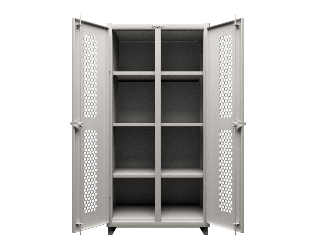 Extra Heavy Duty 14 GA Double Shift Ventilated (Hex) Cabinet with 6 Shelves - 36 In. W x 24 In. D x 75 In. H