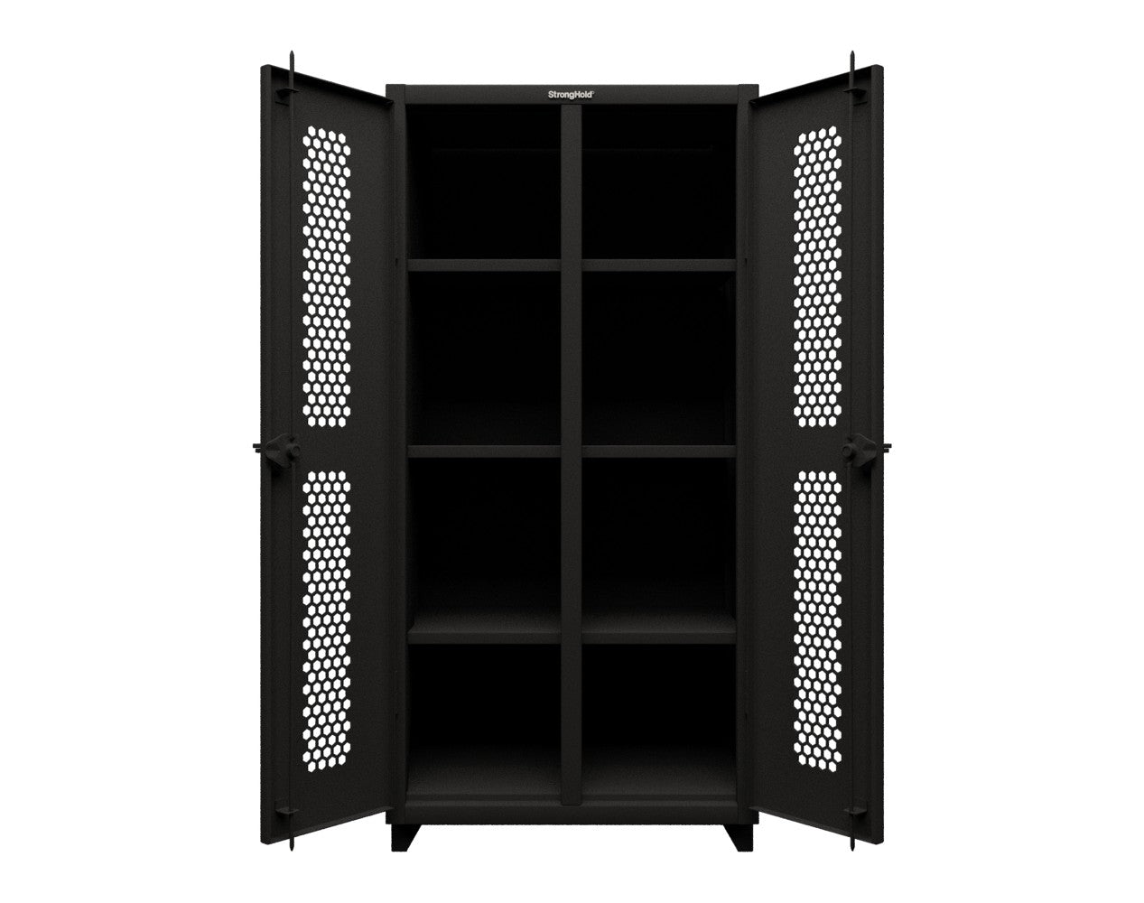 Extra Heavy Duty 14 GA Double Shift Ventilated (Hex) Cabinet with 6 Shelves - 36 In. W x 24 In. D x 75 In. H
