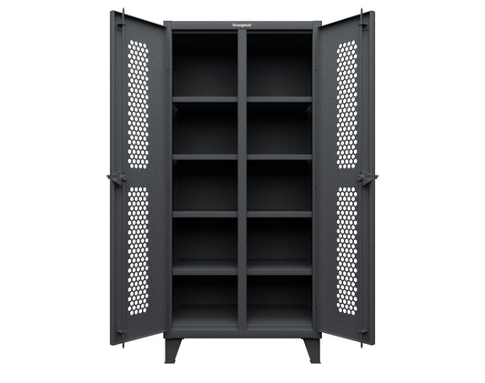 Extreme Duty 12 GA Ventilated (Hex) Double Shift Cabinet with 8 Shelves - 36 In. W x 24 In. D x 78 In. H