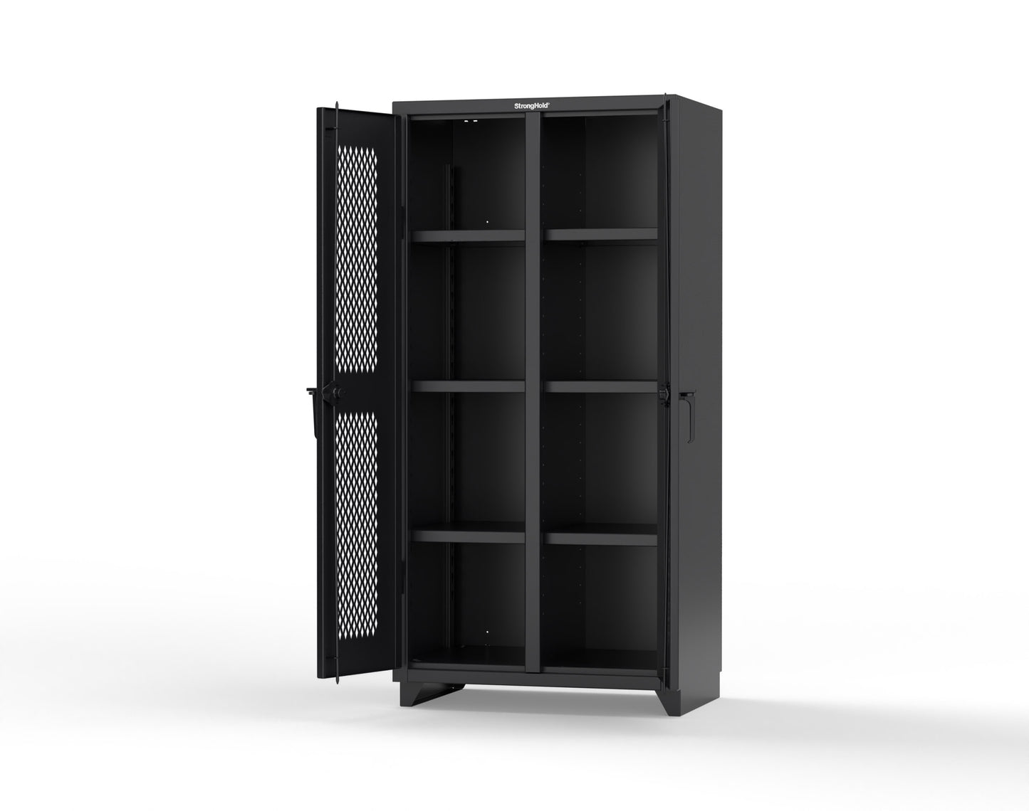 Extra Heavy Duty 14 GA Double Shift Ventilated (Diamond) Cabinet with 6 Shelves - 36 In. W x 24 In. D x 75 In. H - 36-DS-V-246-L-9005