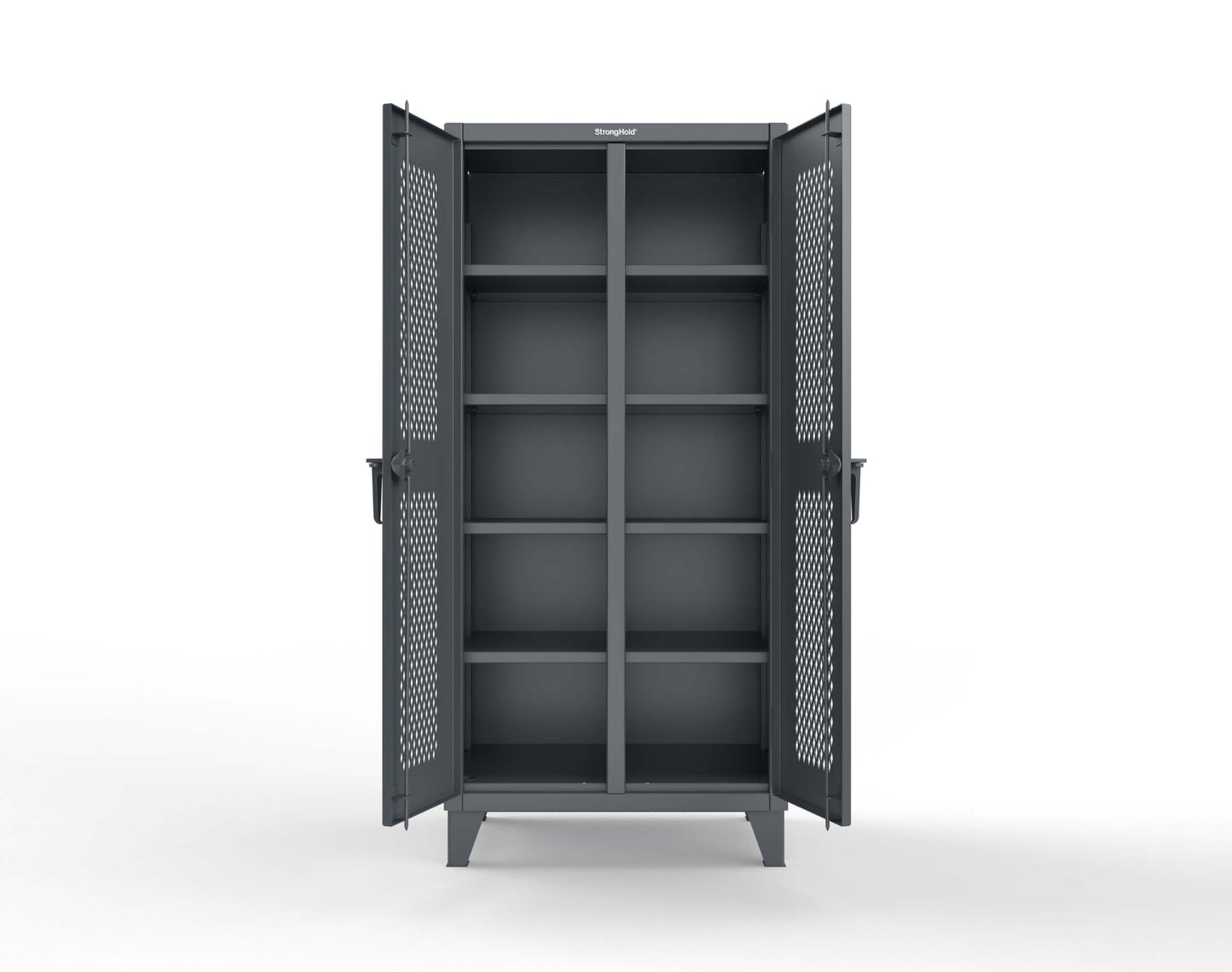 Extreme Duty 12 GA Ventilated (Diamond) Double Shift Cabinet with 8 Shelves - 36 In. W x 24 In. D x 78 In. H - 36-DS-V-248-7024