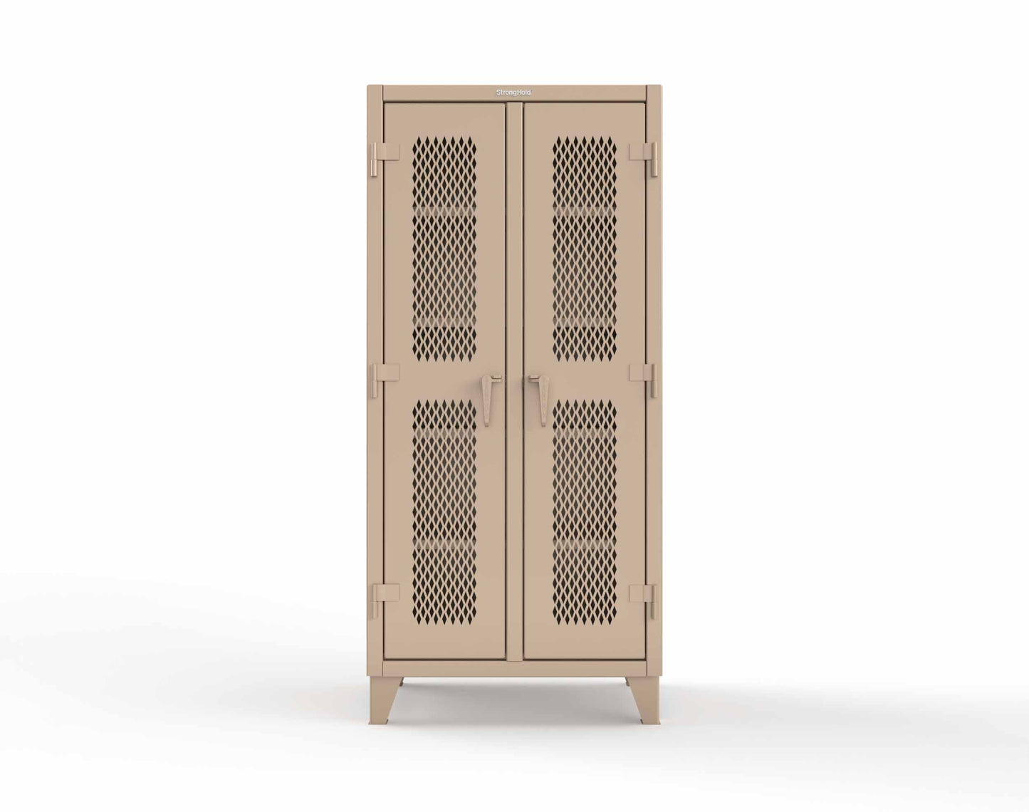 Extreme Duty 12 GA Ventilated (Diamond) Double Shift Cabinet with 8 Shelves - 36 In. W x 24 In. D x 78 In. H - 36-DS-V-248-1019