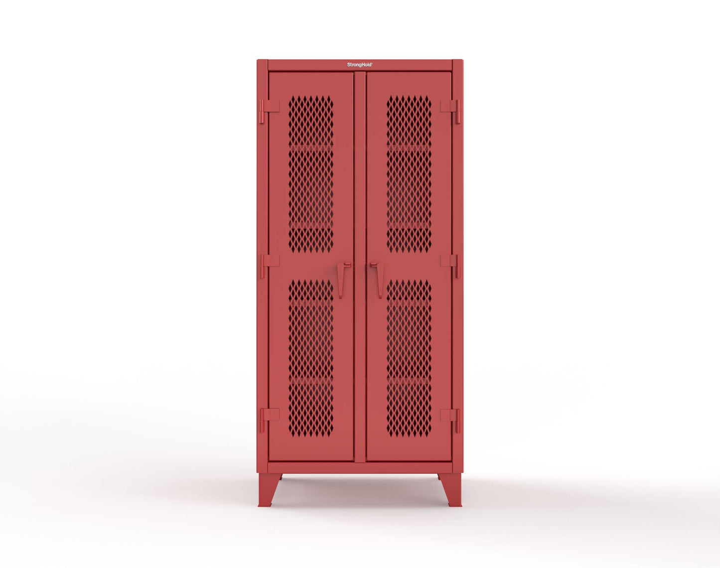 Extreme Duty 12 GA Ventilated (Diamond) Double Shift Cabinet with 8 Shelves - 36 In. W x 24 In. D x 78 In. H - 36-DS-V-248-3001