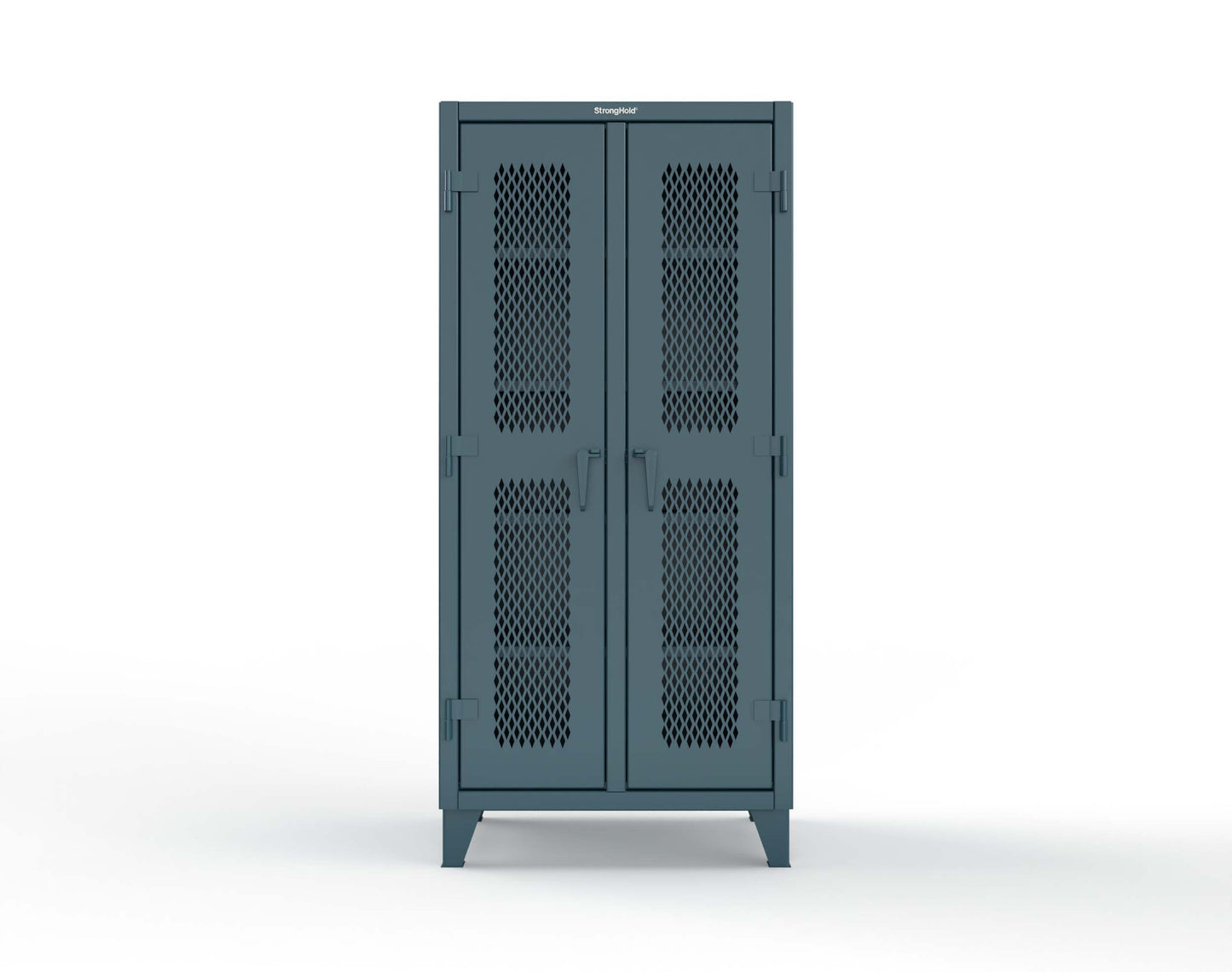 Extreme Duty 12 GA Ventilated (Diamond) Double Shift Cabinet with 8 Shelves - 36 In. W x 24 In. D x 78 In. H - 36-DS-V-248-5001