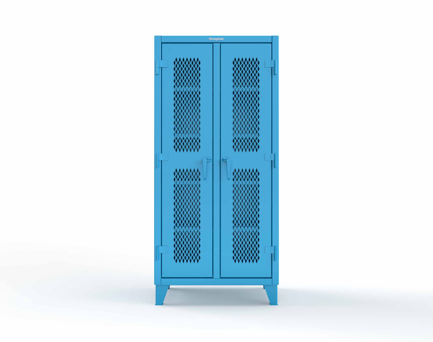 Extreme Duty 12 GA Ventilated (Diamond) Double Shift Cabinet with 8 Shelves - 36 In. W x 24 In. D x 78 In. H - 36-DS-V-248-5012