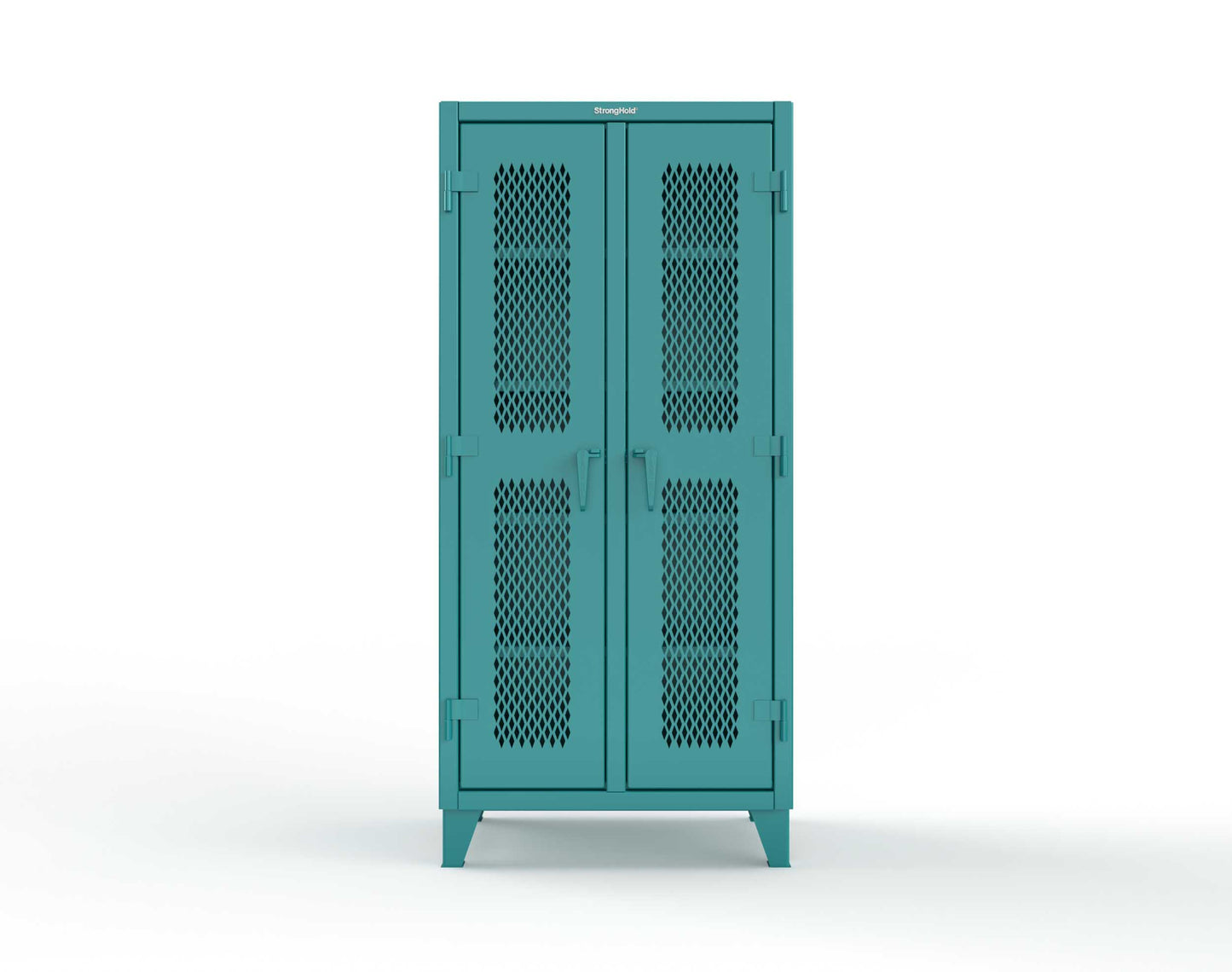 Extreme Duty 12 GA Ventilated (Diamond) Double Shift Cabinet with 8 Shelves - 36 In. W x 24 In. D x 78 In. H - 36-DS-V-248-5021