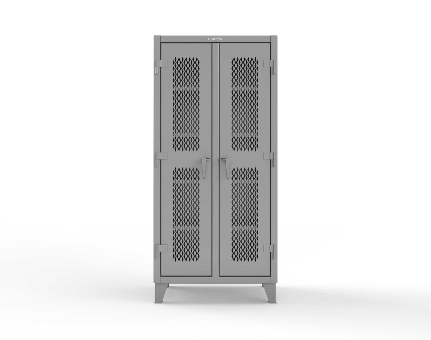 Extreme Duty 12 GA Ventilated (Diamond) Double Shift Cabinet with 8 Shelves - 36 In. W x 24 In. D x 78 In. H - 36-DS-V-248-7037