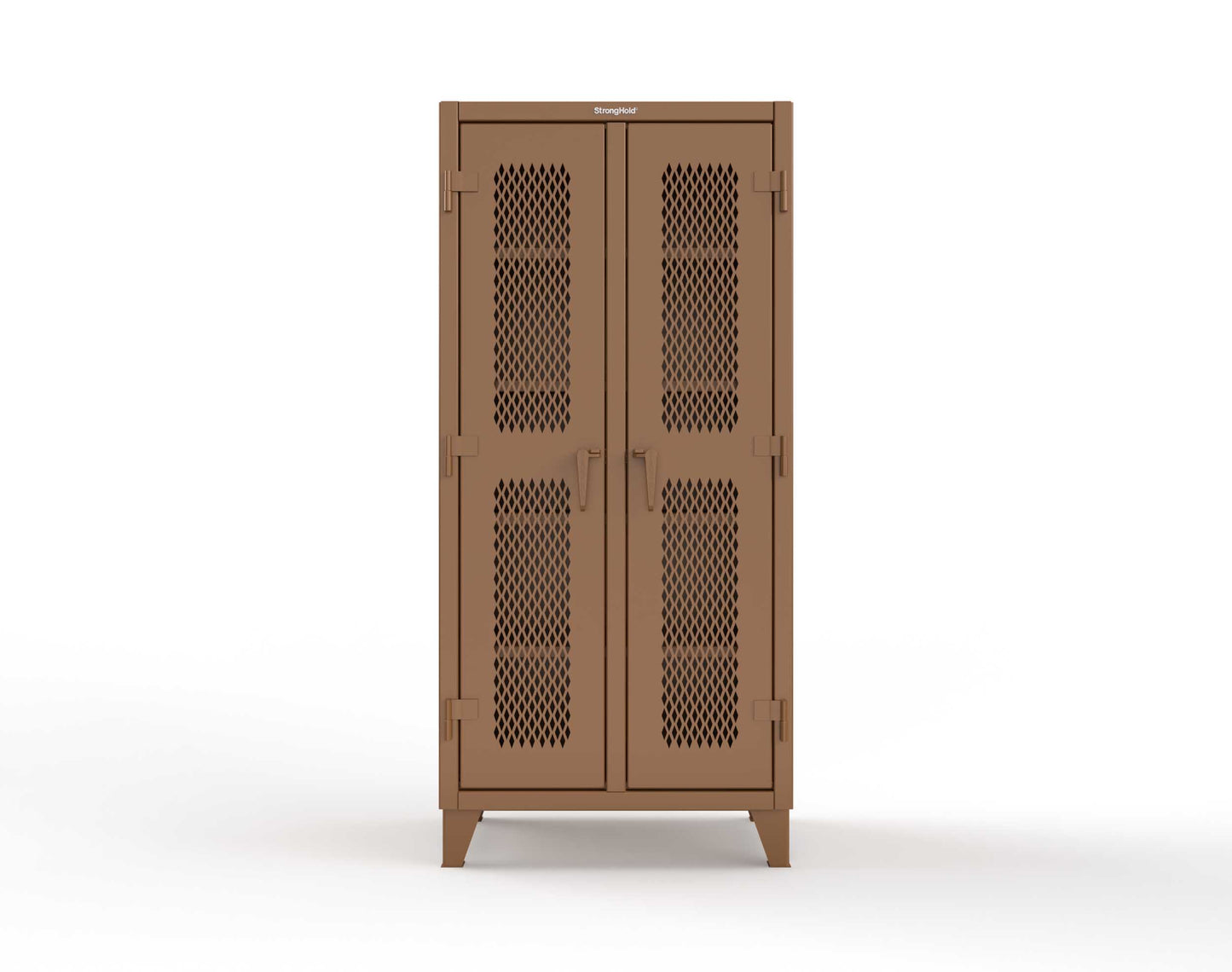 Extreme Duty 12 GA Ventilated (Diamond) Double Shift Cabinet with 8 Shelves - 36 In. W x 24 In. D x 78 In. H - 36-DS-V-248-8008
