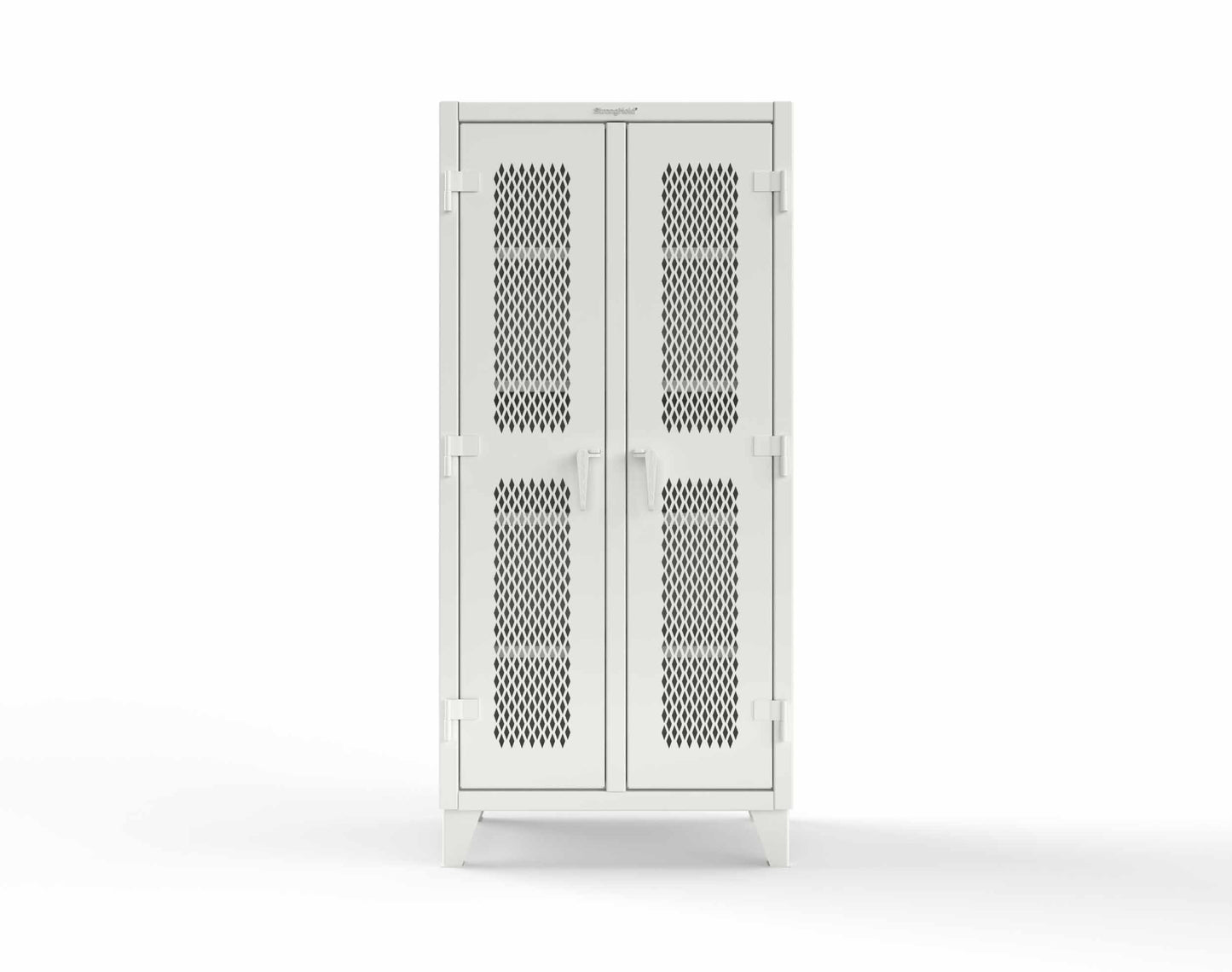 Extreme Duty 12 GA Ventilated (Diamond) Double Shift Cabinet with 8 Shelves - 36 In. W x 24 In. D x 78 In. H - 36-DS-V-248-9003