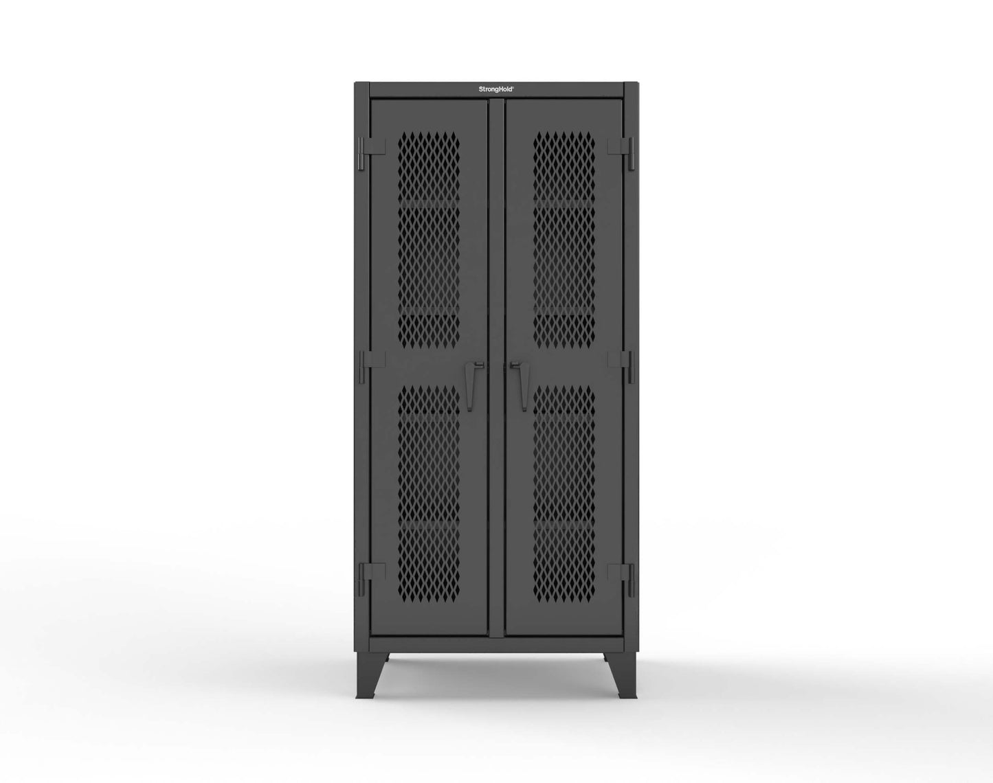 Extreme Duty 12 GA Ventilated (Diamond) Double Shift Cabinet with 8 Shelves - 36 In. W x 24 In. D x 78 In. H - 36-DS-V-248-9005