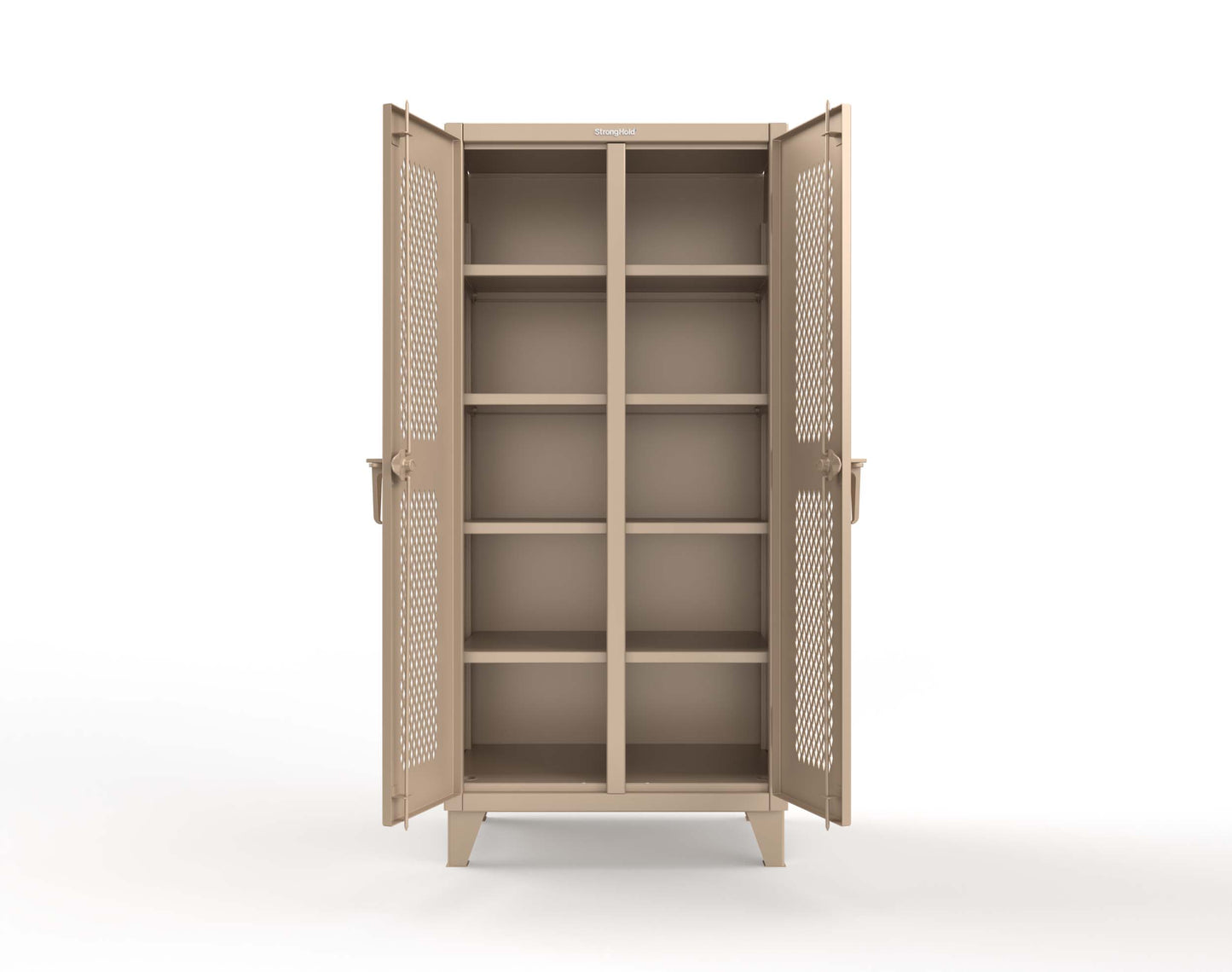 Extreme Duty 12 GA Ventilated (Diamond) Double Shift Cabinet with 8 Shelves - 36 In. W x 24 In. D x 78 In. H - 36-DS-V-248-1019