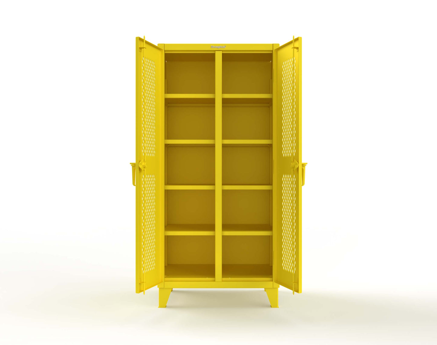 Extreme Duty 12 GA Ventilated (Diamond) Double Shift Cabinet with 8 Shelves - 36 In. W x 24 In. D x 78 In. H - 36-DS-V-248-1021