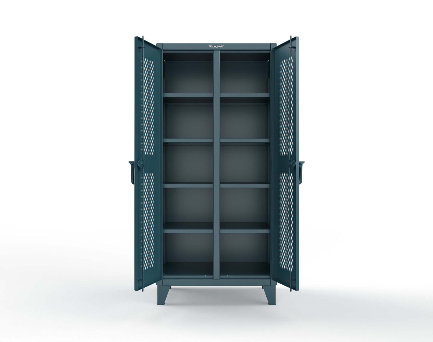 Extreme Duty 12 GA Ventilated (Diamond) Double Shift Cabinet with 8 Shelves - 36 In. W x 24 In. D x 78 In. H - 36-DS-V-248-5001