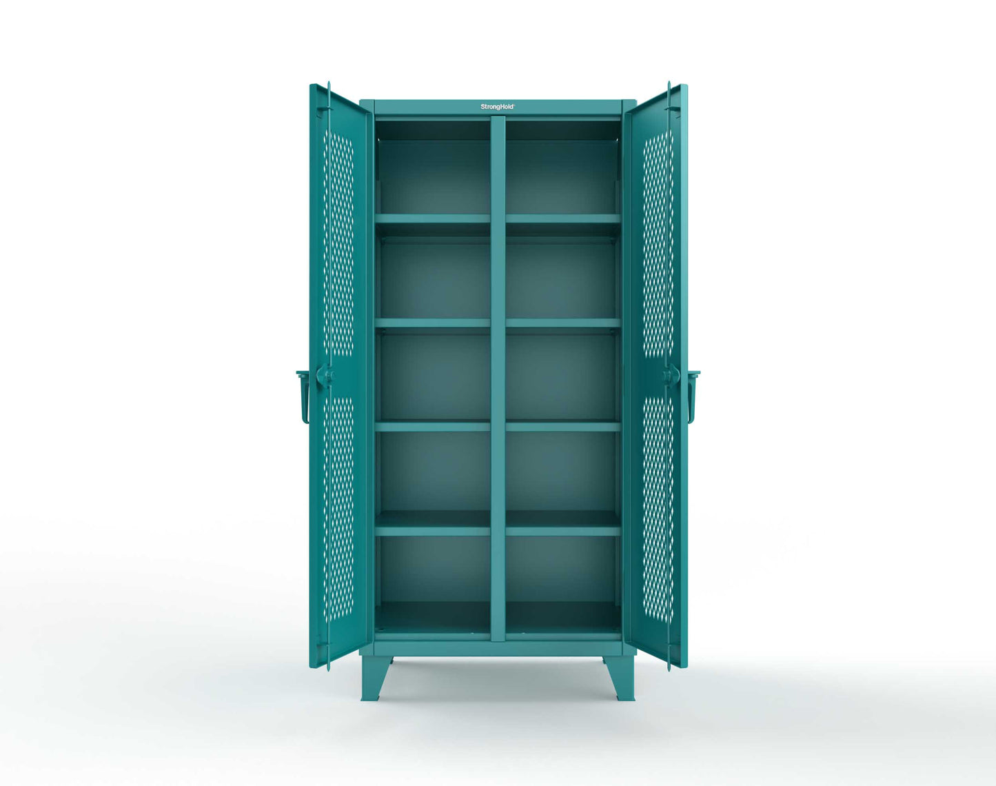 Extreme Duty 12 GA Ventilated (Diamond) Double Shift Cabinet with 8 Shelves - 36 In. W x 24 In. D x 78 In. H - 36-DS-V-248-5021