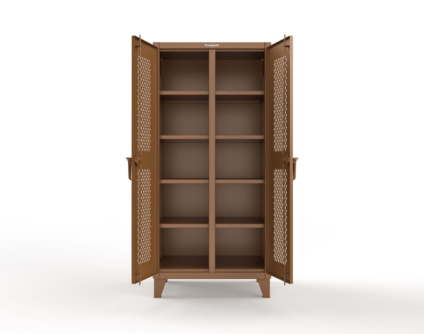 Extreme Duty 12 GA Ventilated (Diamond) Double Shift Cabinet with 8 Shelves - 36 In. W x 24 In. D x 78 In. H - 36-DS-V-248-8008