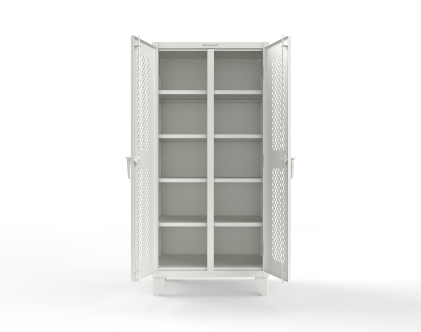 Extreme Duty 12 GA Ventilated (Diamond) Double Shift Cabinet with 8 Shelves - 36 In. W x 24 In. D x 78 In. H - 36-DS-V-248-9003