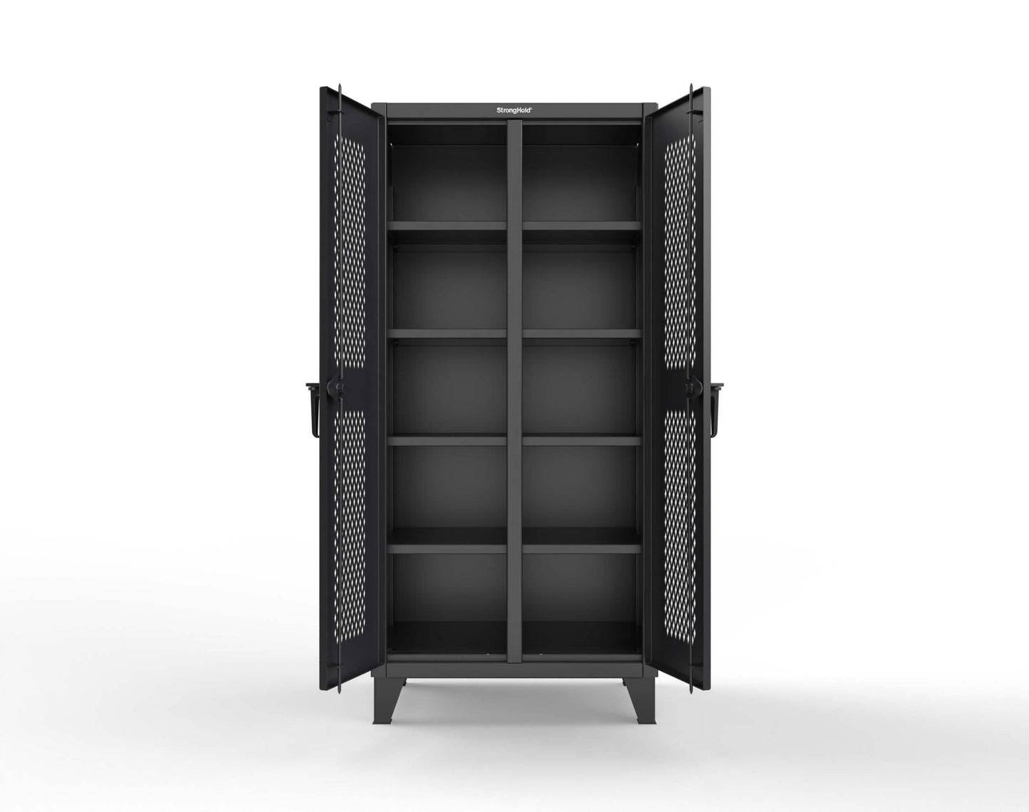 Extreme Duty 12 GA Ventilated (Diamond) Double Shift Cabinet with 8 Shelves - 36 In. W x 24 In. D x 78 In. H - 36-DS-V-248-9005