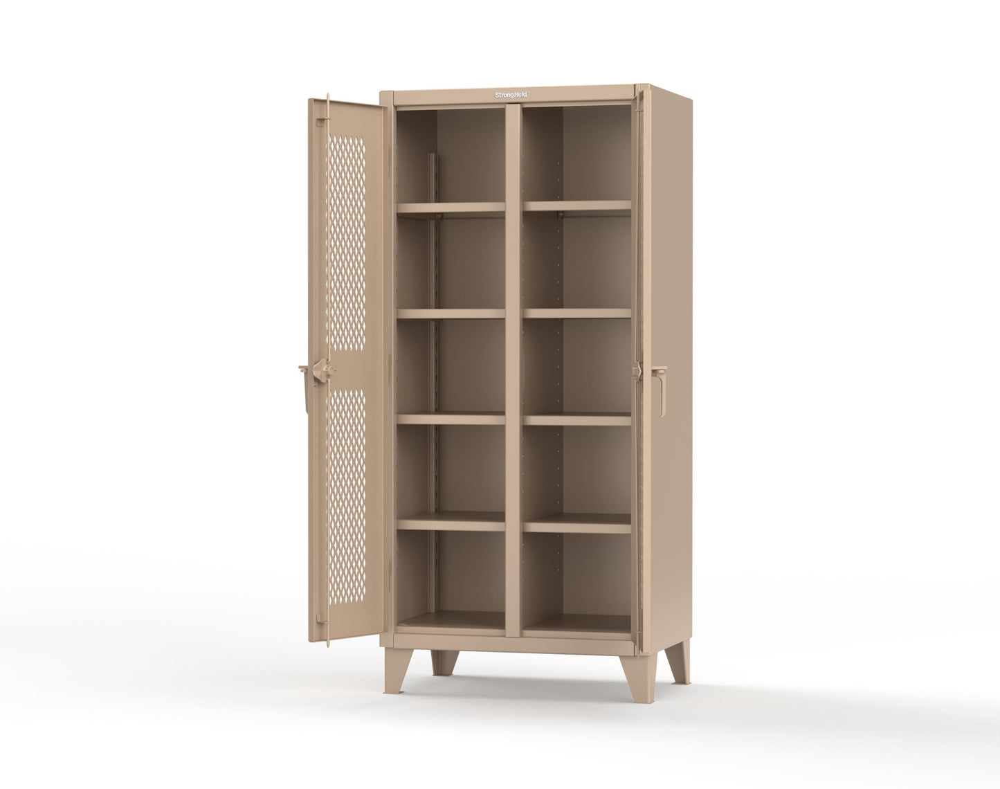Extreme Duty 12 GA Ventilated (Diamond) Double Shift Cabinet with 8 Shelves - 36 In. W x 24 In. D x 78 In. H - 36-DS-V-248-1019