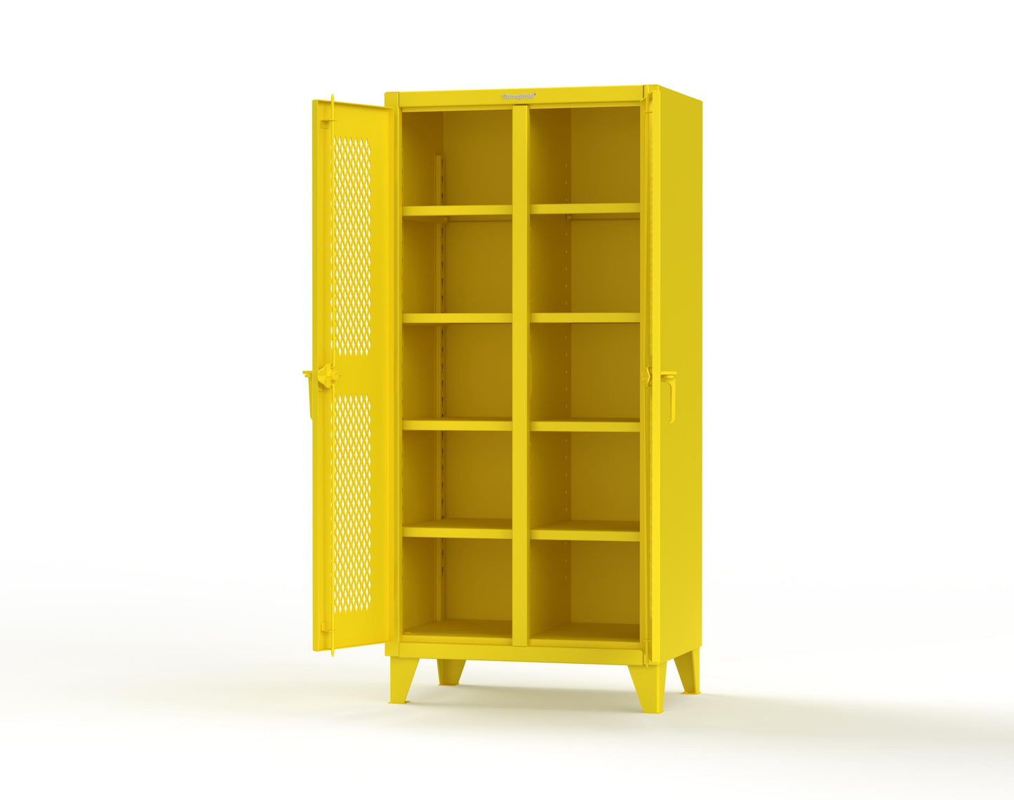 Extreme Duty 12 GA Ventilated (Diamond) Double Shift Cabinet with 8 Shelves - 36 In. W x 24 In. D x 78 In. H - 36-DS-V-248-1021