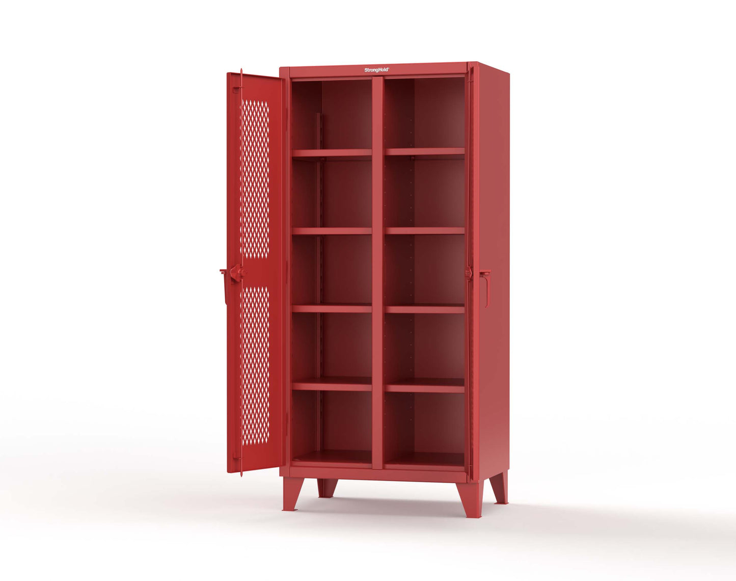 Extreme Duty 12 GA Ventilated (Diamond) Double Shift Cabinet with 8 Shelves - 36 In. W x 24 In. D x 78 In. H - 36-DS-V-248-3001